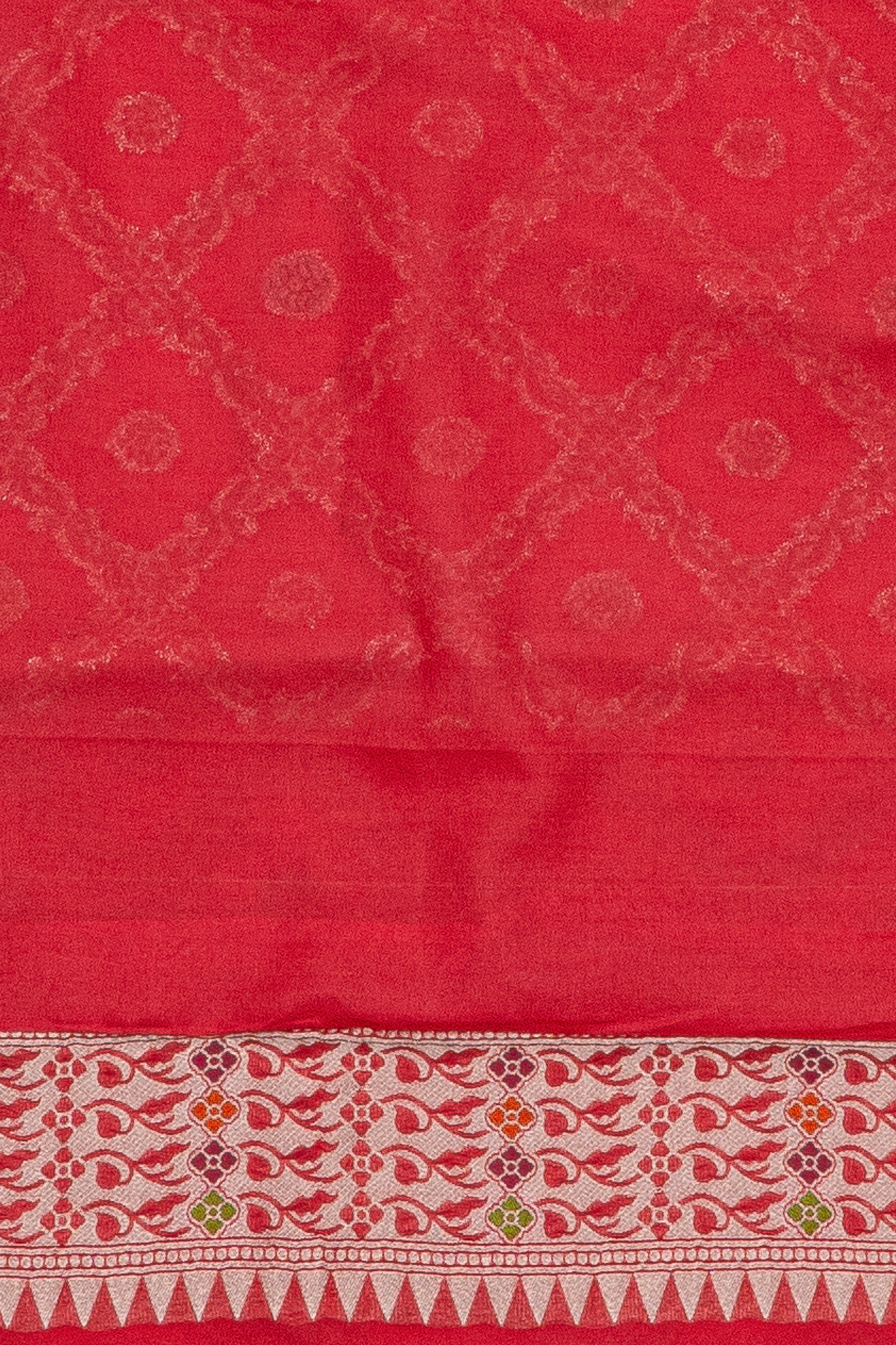 Cherry Red Georgette Saree with Silver Zariwork
