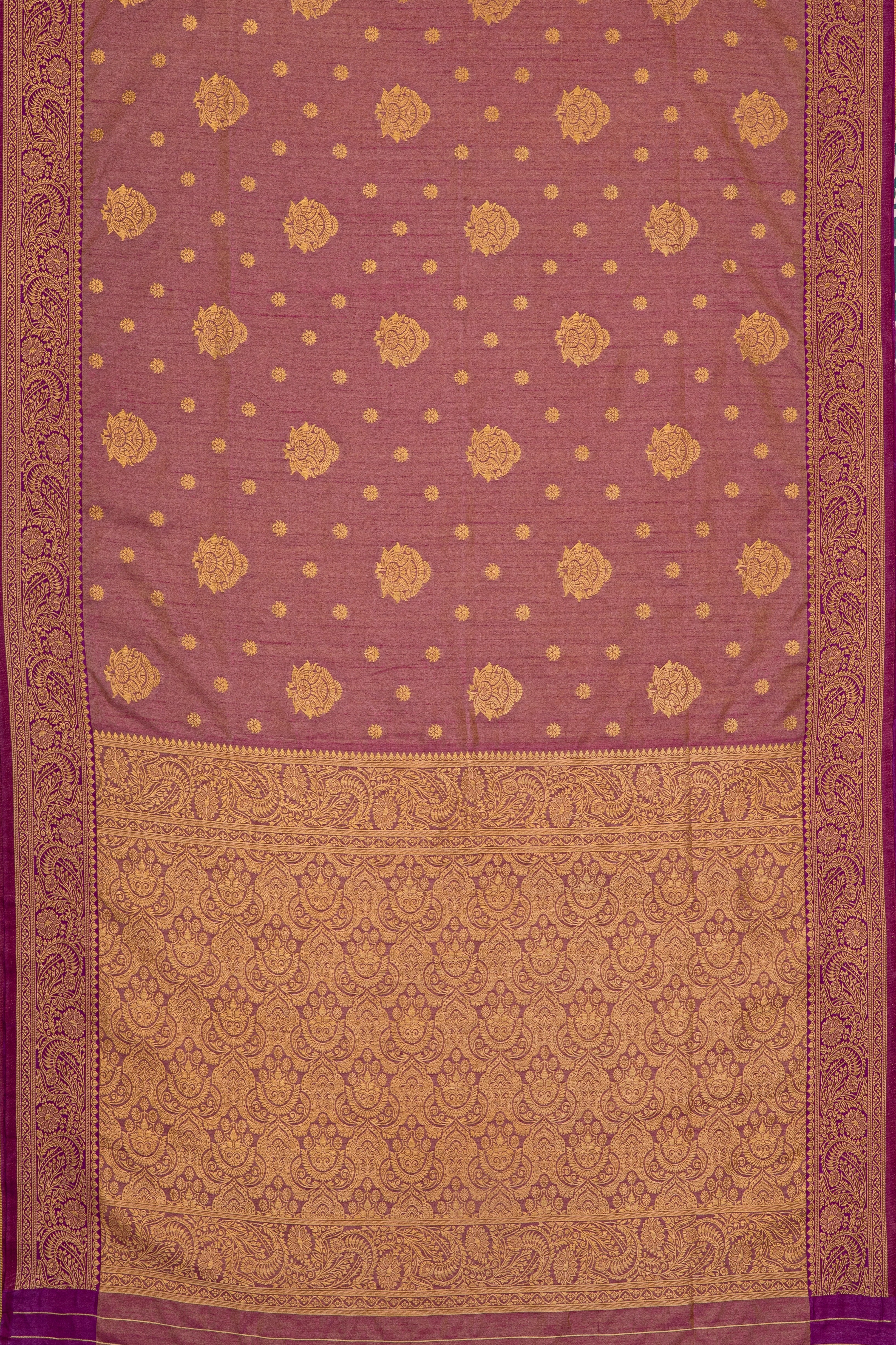 Purple Tussar Silk Banarasi Saree with Gold Zariwork