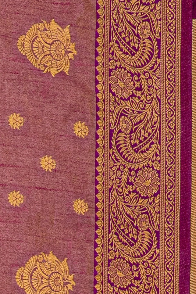 Purple Tussar Silk Banarasi Saree with Gold Zariwork