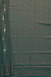 Forest Green Soft Silk Saree with Copper Zariwork