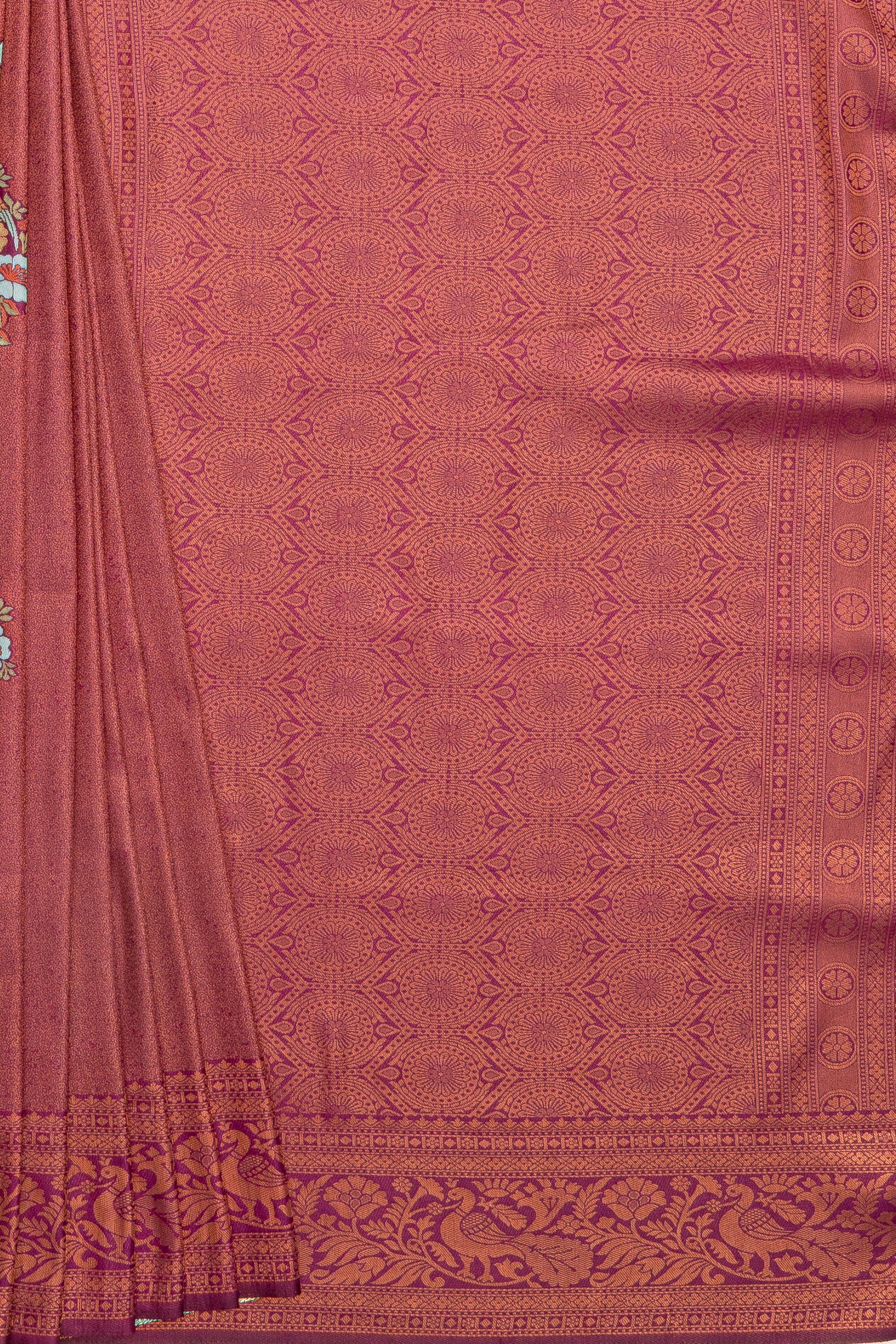 Plum Purple Soft Silk Saree with Floral motifs