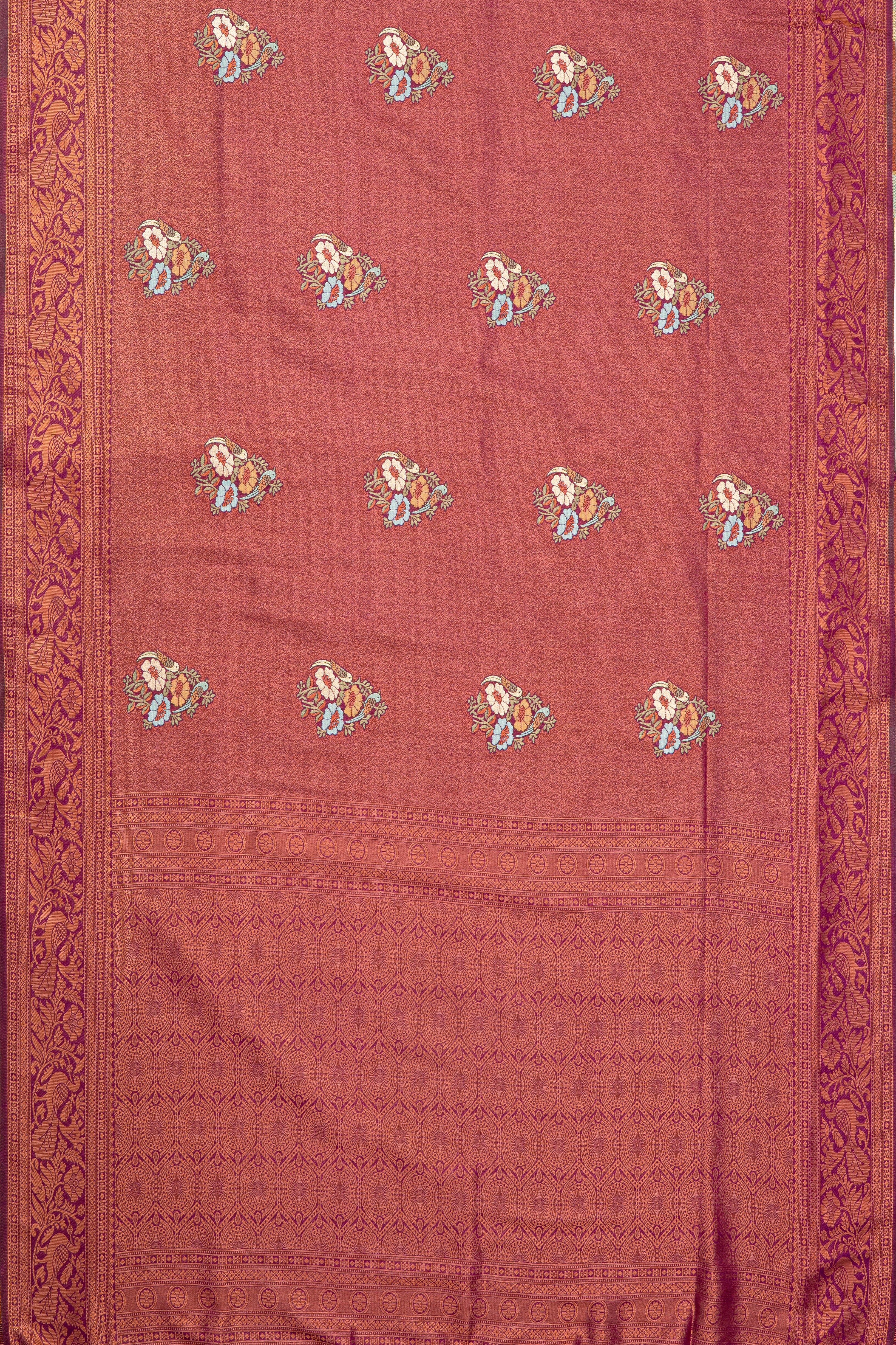 Plum Purple Soft Silk Saree with Floral motifs