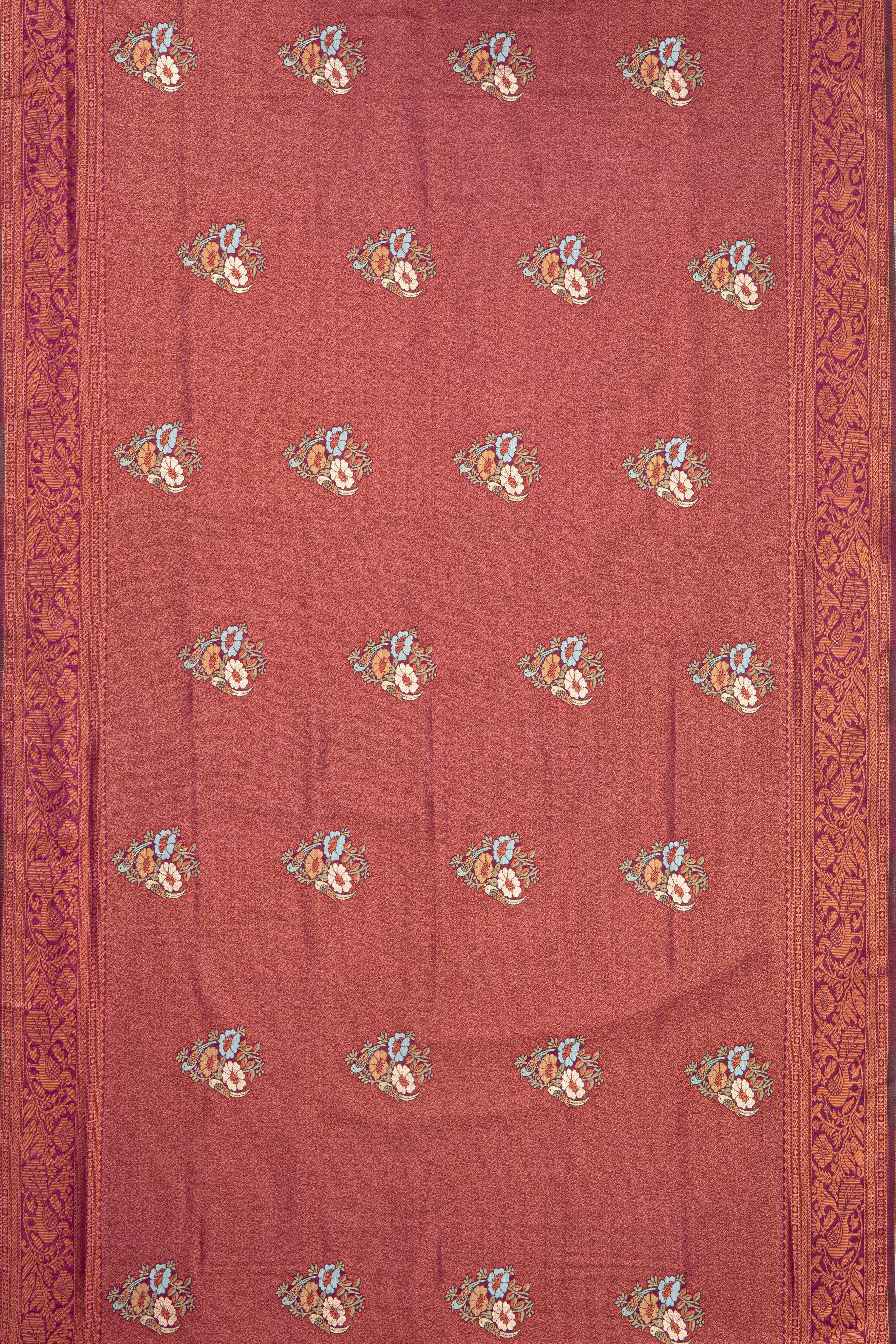 Plum Purple Soft Silk Saree with Floral motifs