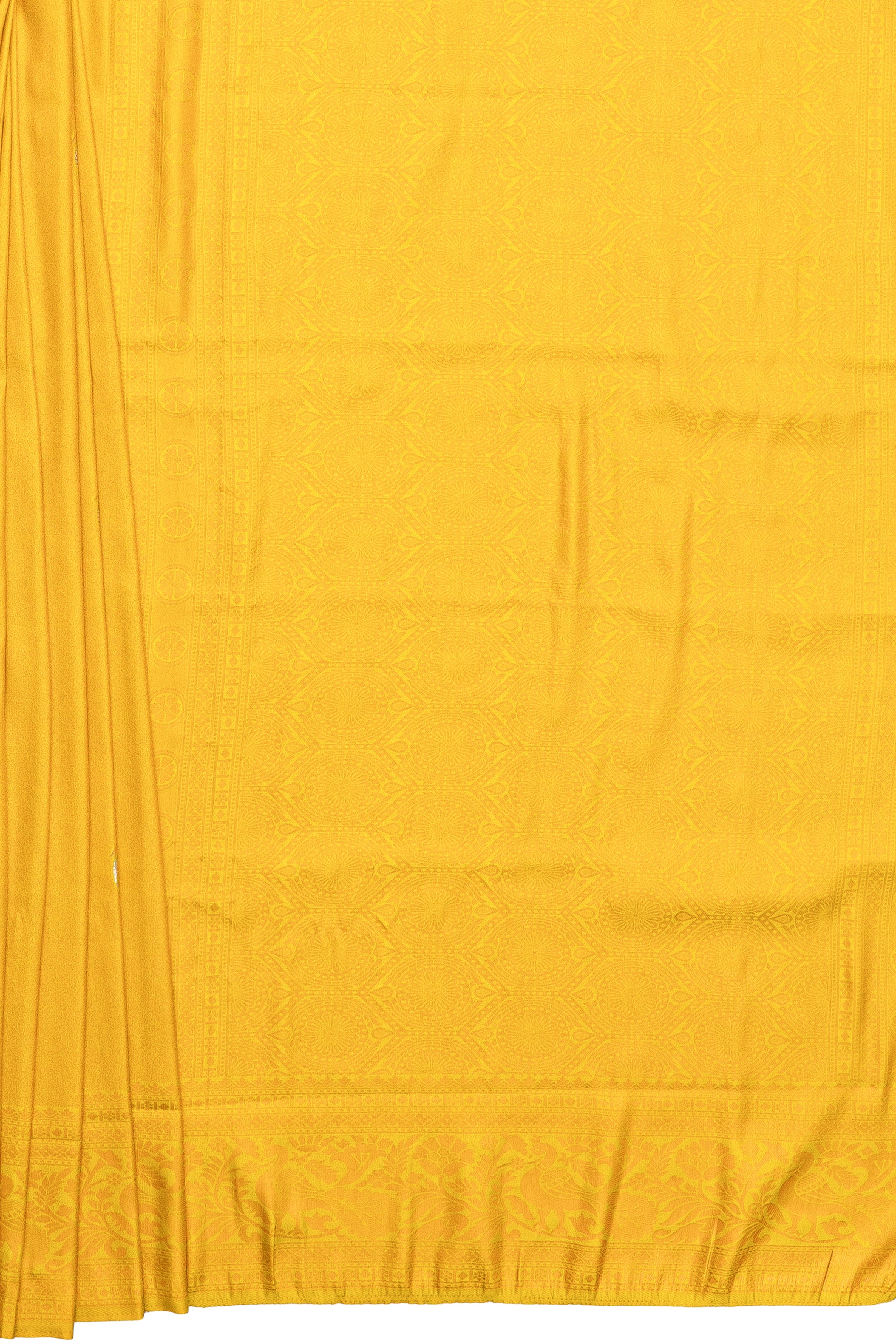 Yellow Soft Silk Saree with Floral motifs
