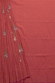 Rose Soft Silk Saree with Copper Zariwork