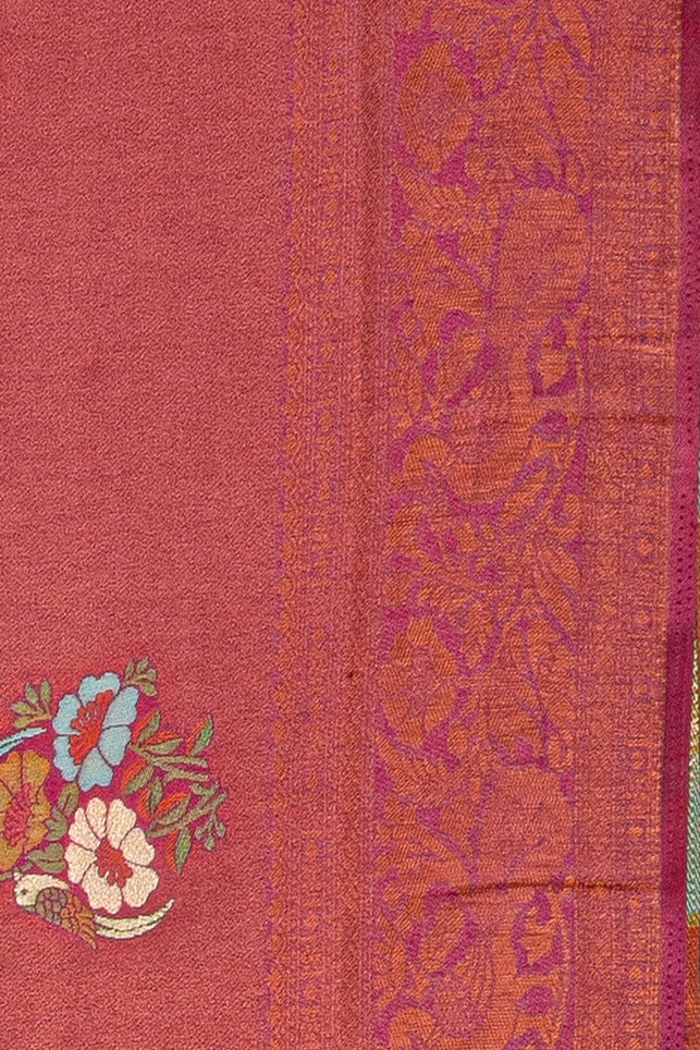 Rose Soft Silk Saree with Copper Zariwork