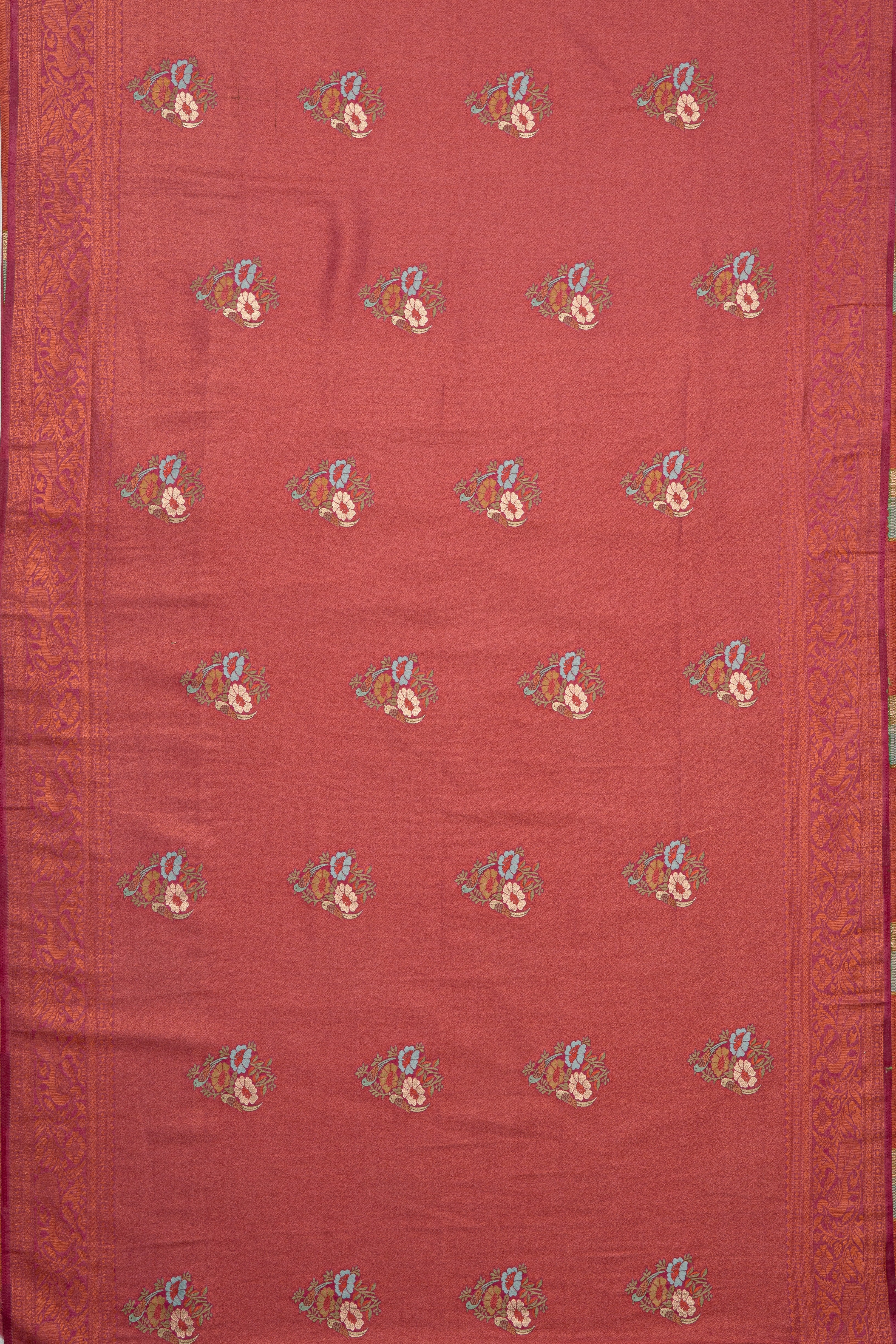 Rose Soft Silk Saree with Copper Zariwork