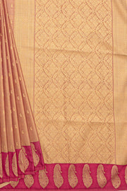 Peach Tissue Silk Saree with contrast Pink border