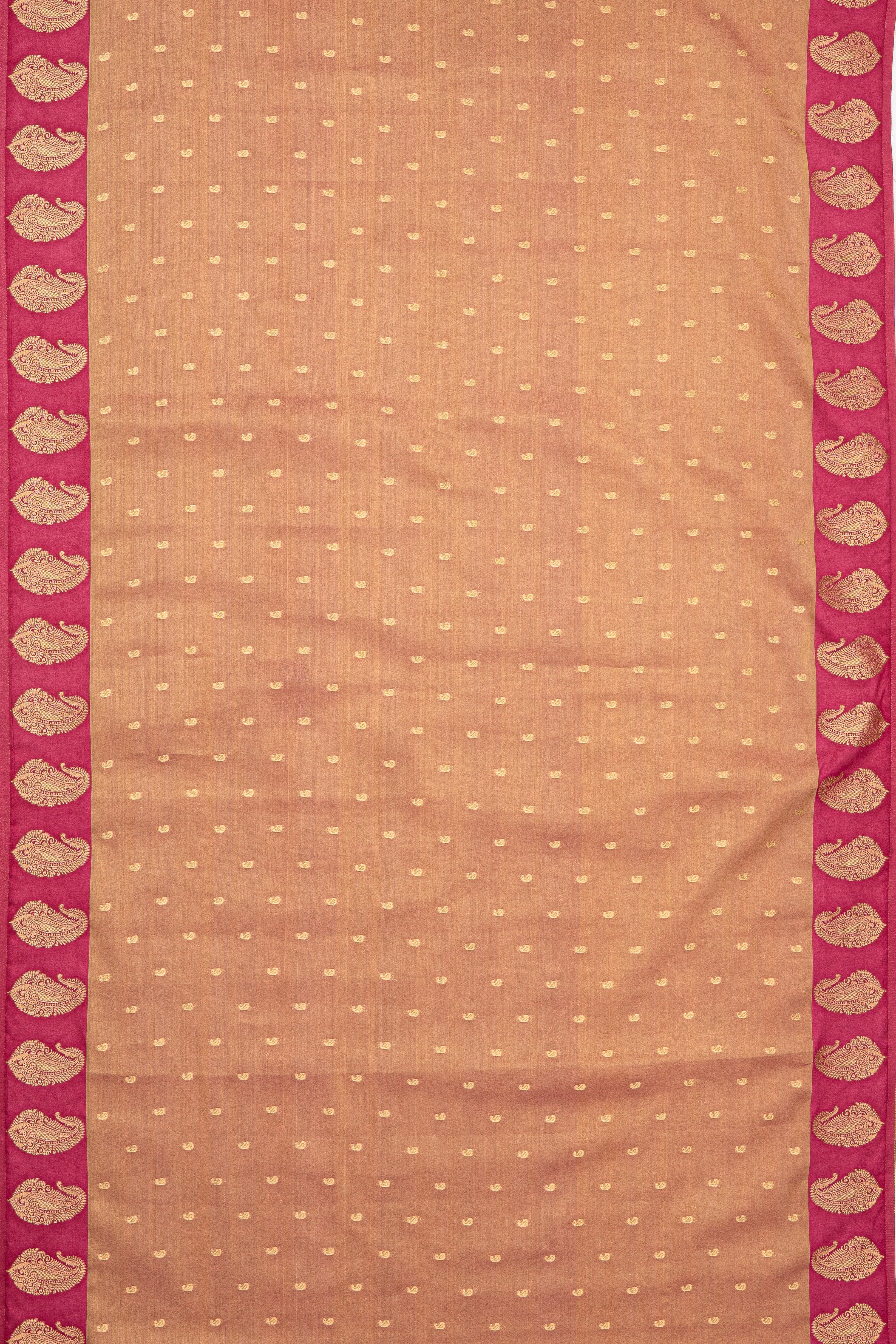 Peach Tissue Silk Saree with contrast Pink border