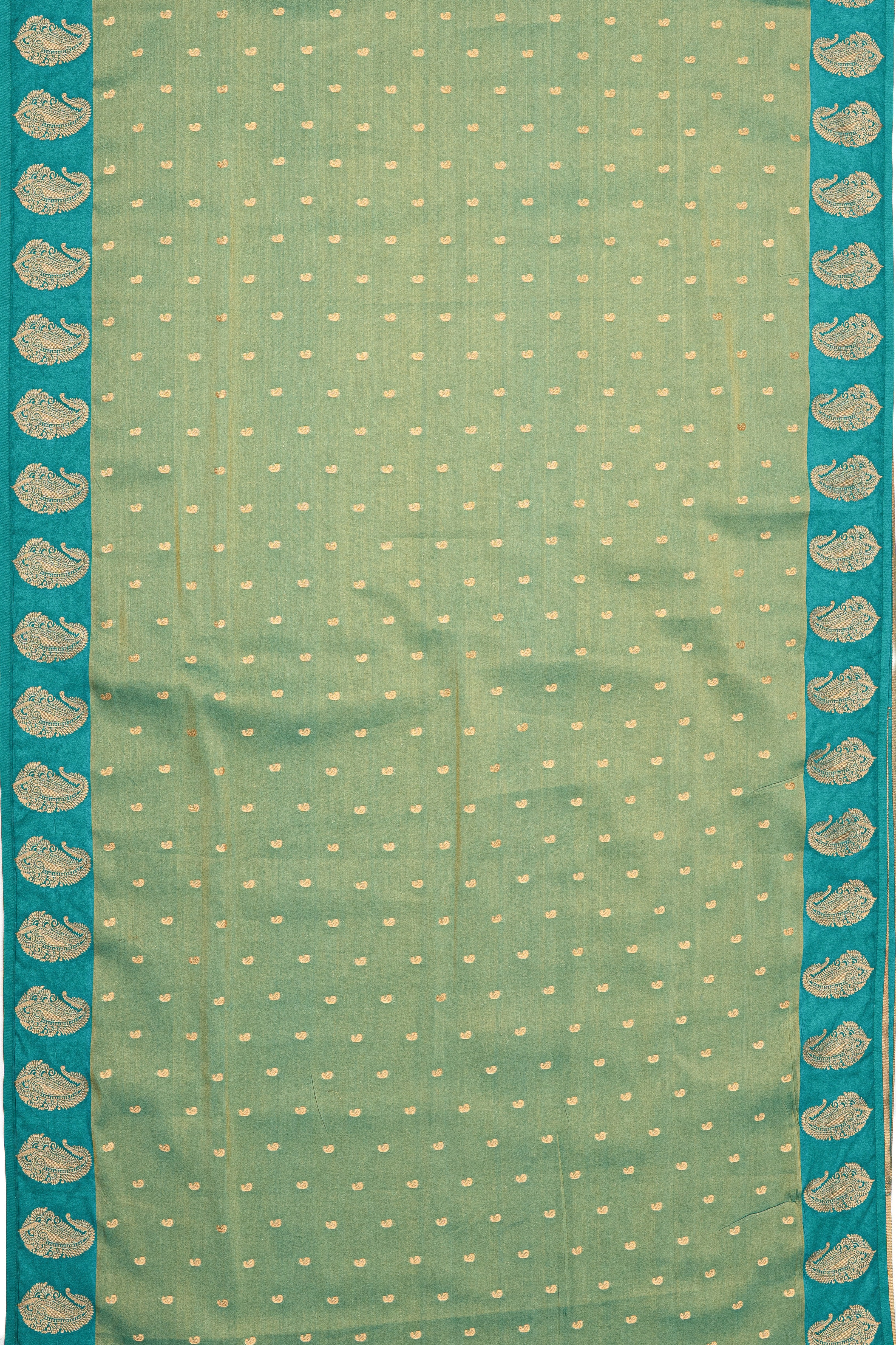Green Tissue Silk Saree with contrast Rama Green border