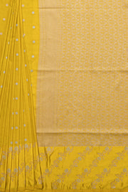 Yellow Katan Silk Saree with Leheriya Zariwork and Soft Silk border