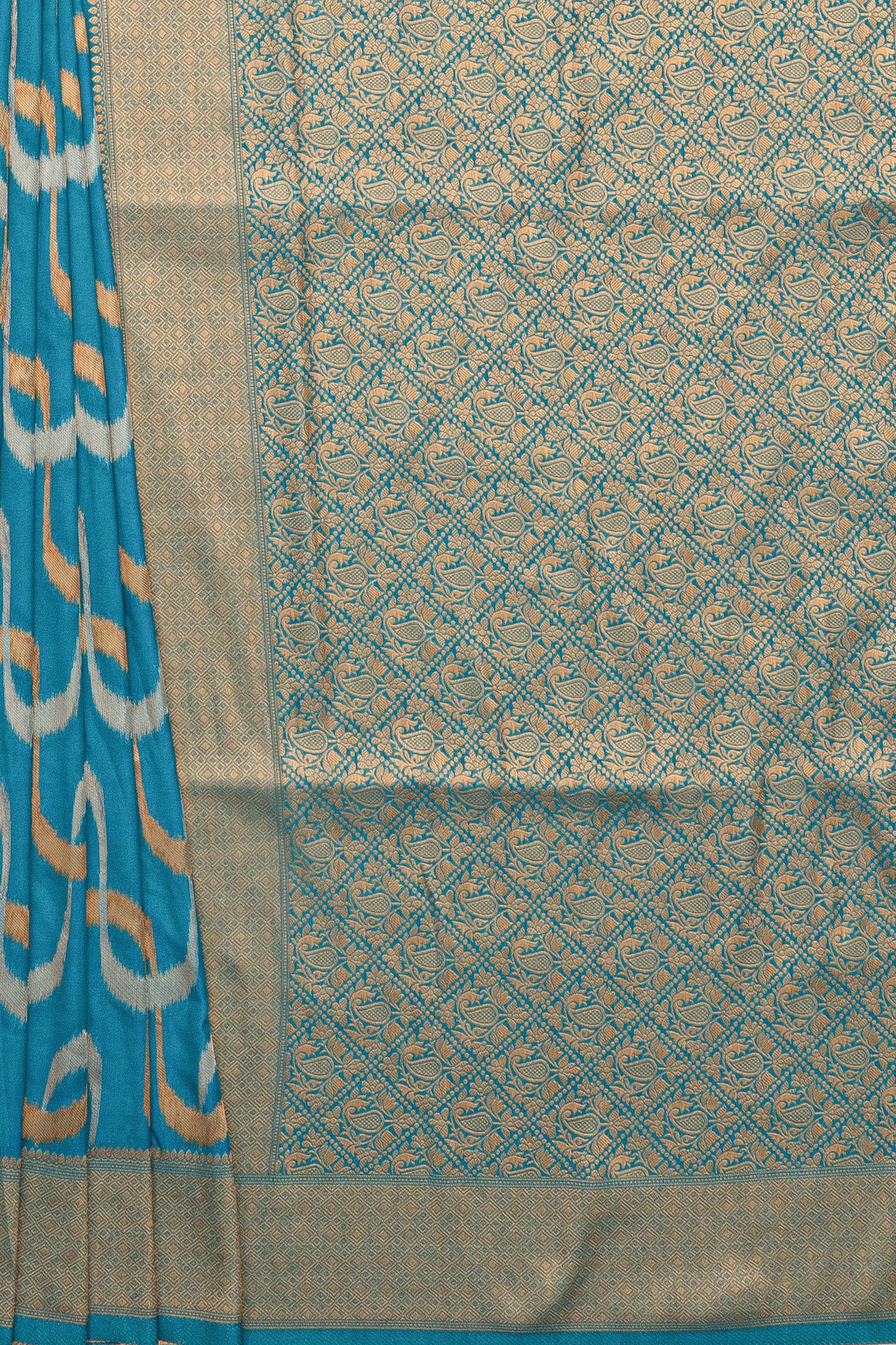 Aqua Blue Soft Silk Saree