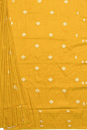 Sunflower Yellow Soft Silk Saree with Gold and Silver Floral motifs