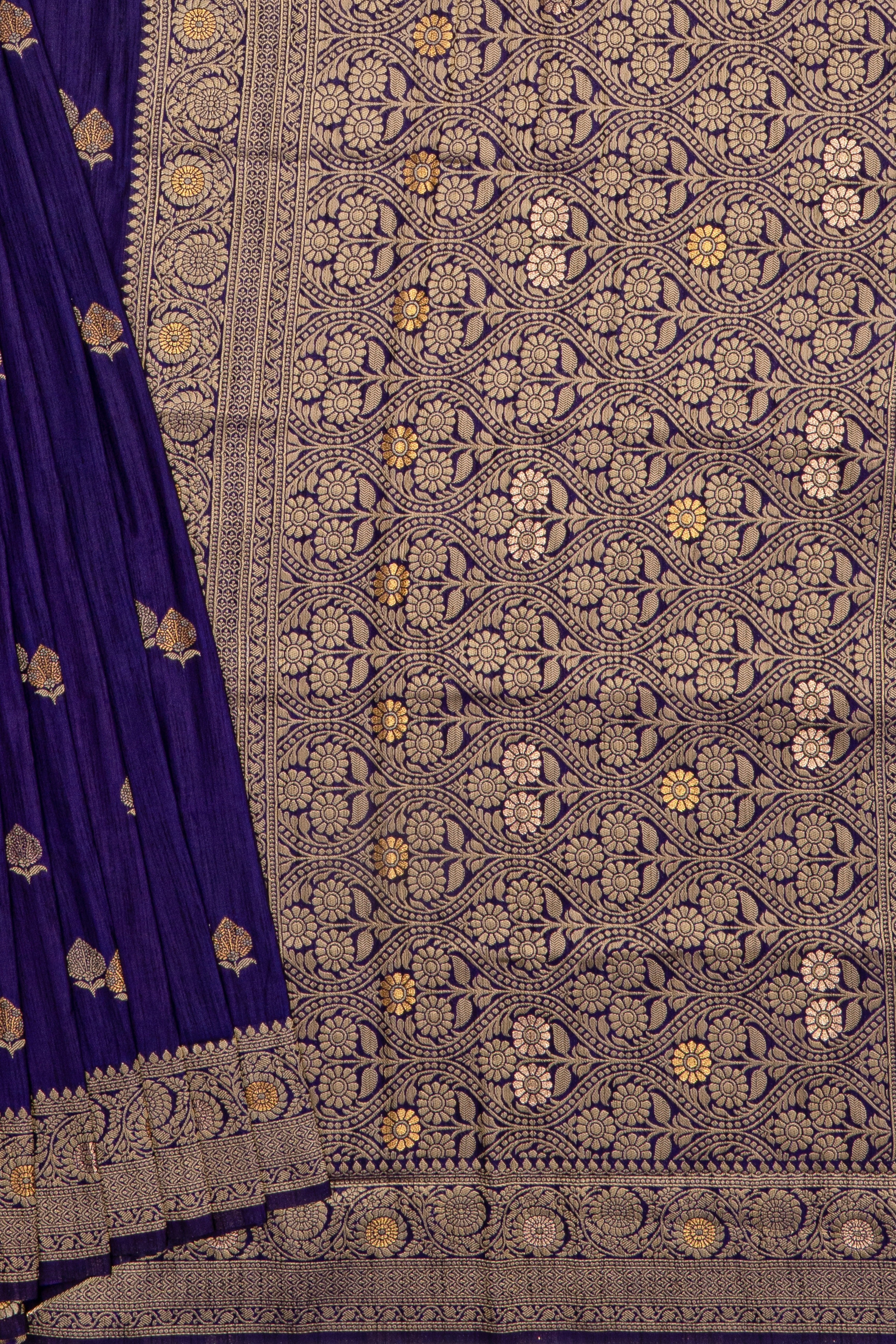 Deep Purple Jute Silk Saree with Gold Zariwork