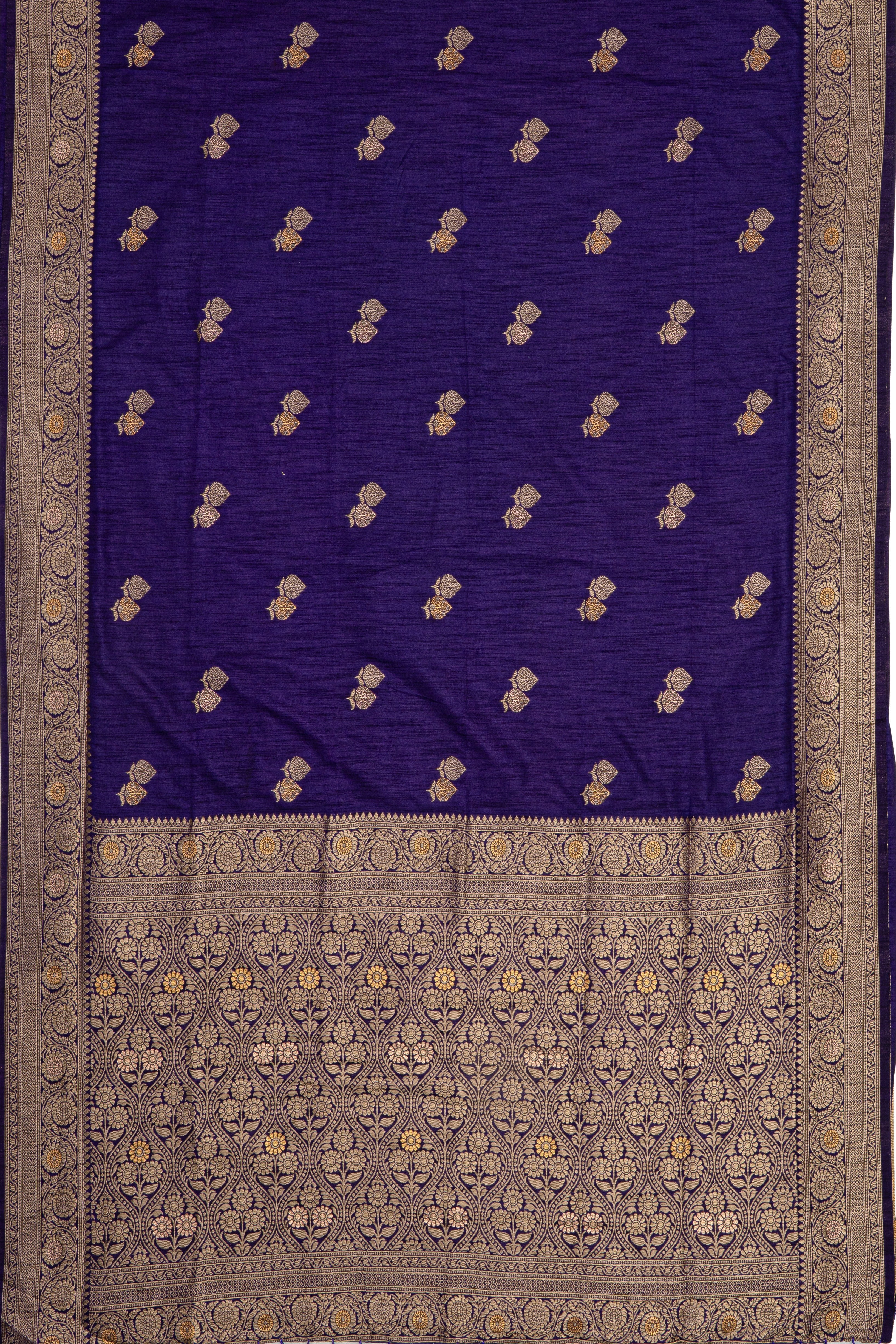 Deep Purple Jute Silk Saree with Gold Zariwork