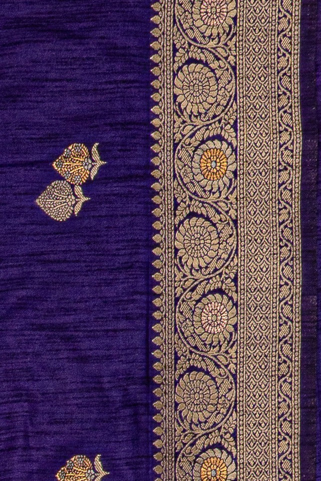 Deep Purple Jute Silk Saree with Gold Zariwork