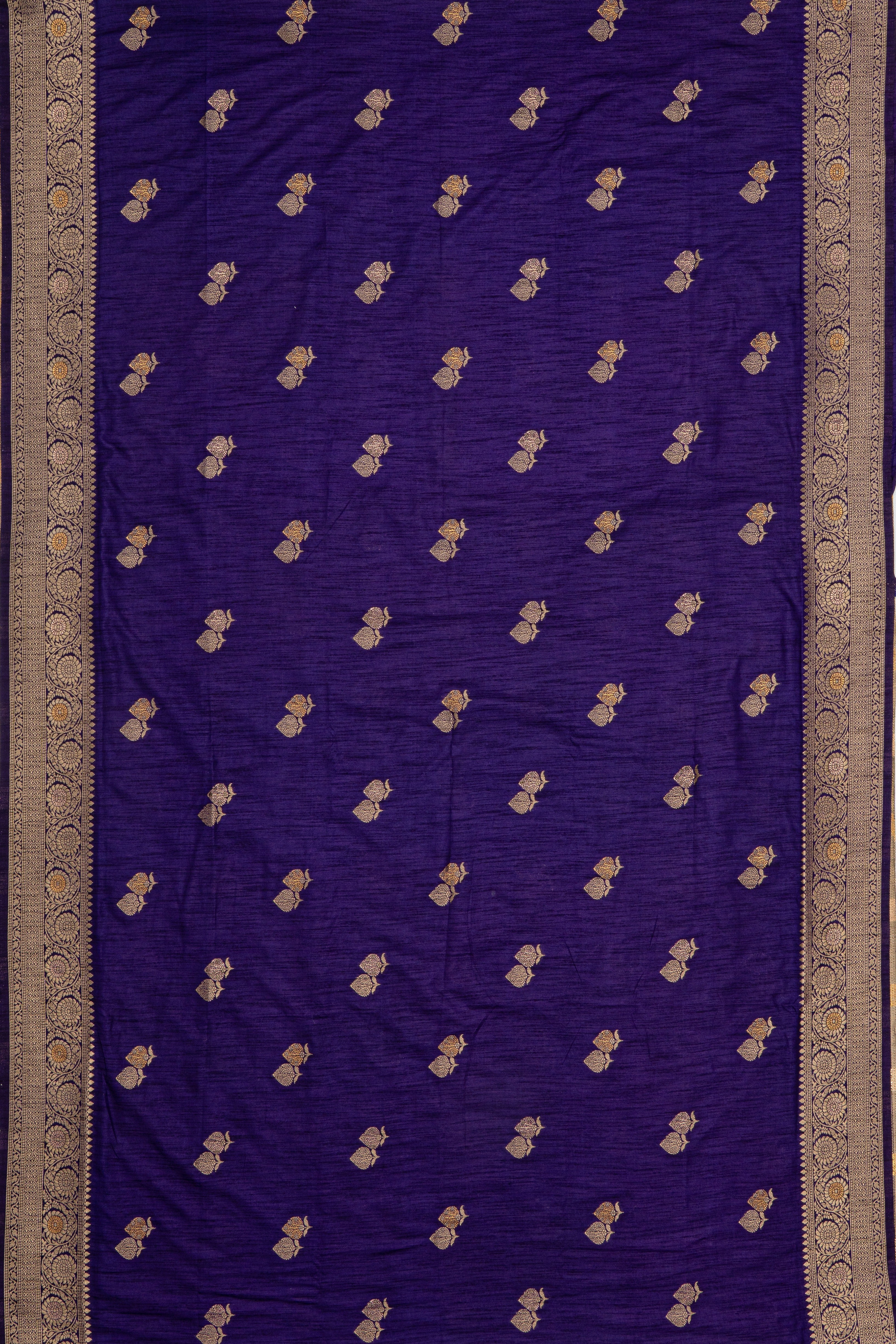 Deep Purple Jute Silk Saree with Gold Zariwork