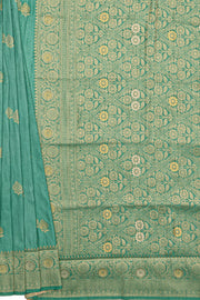Sea Green Jute Silk Saree with Gold Zariwork