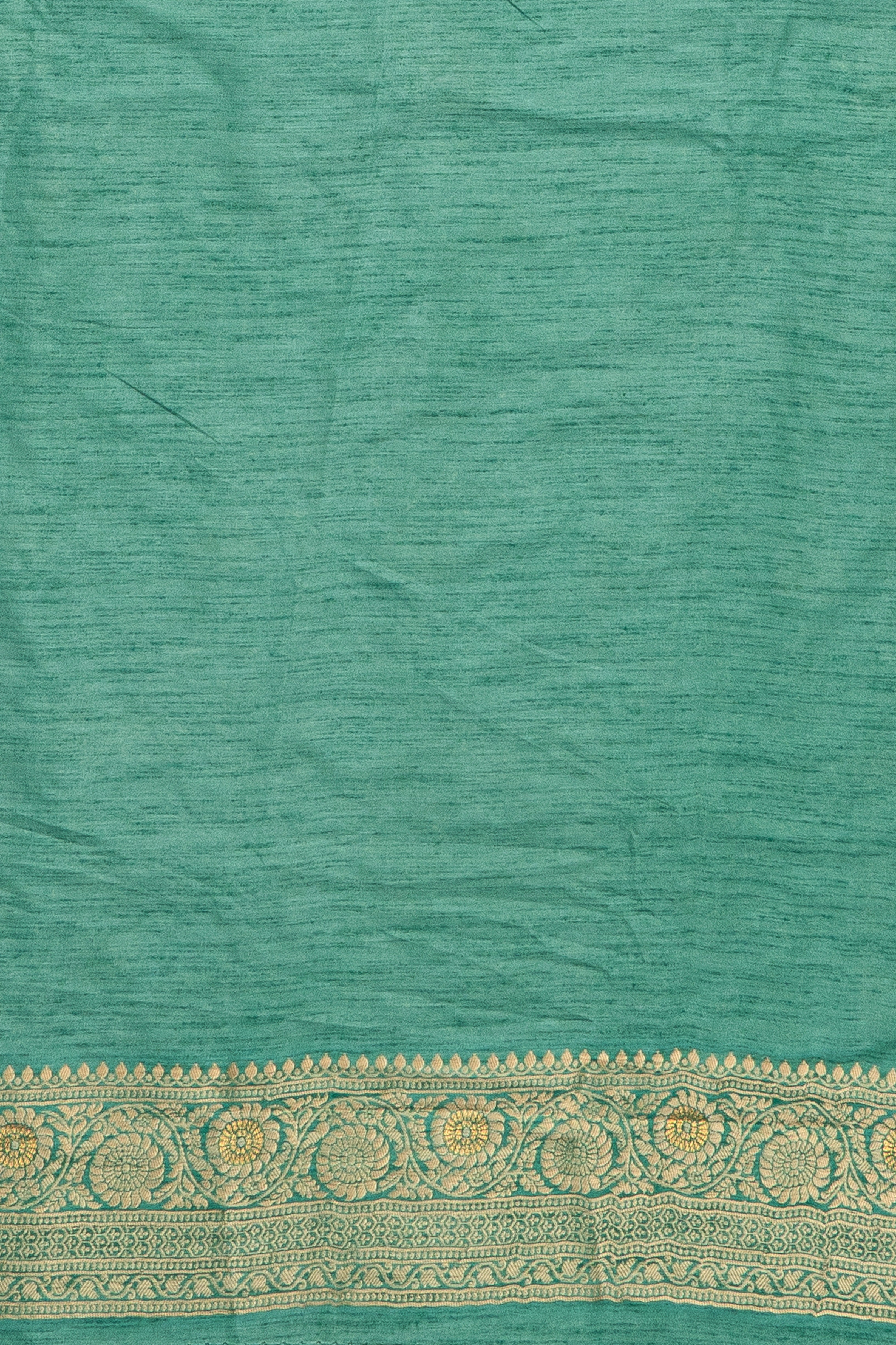 Sea Green Jute Silk Saree with Gold Zariwork