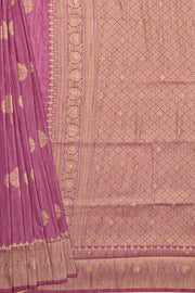 Dusty Rose Jute Silk Saree with Gold and Copper Zariwork