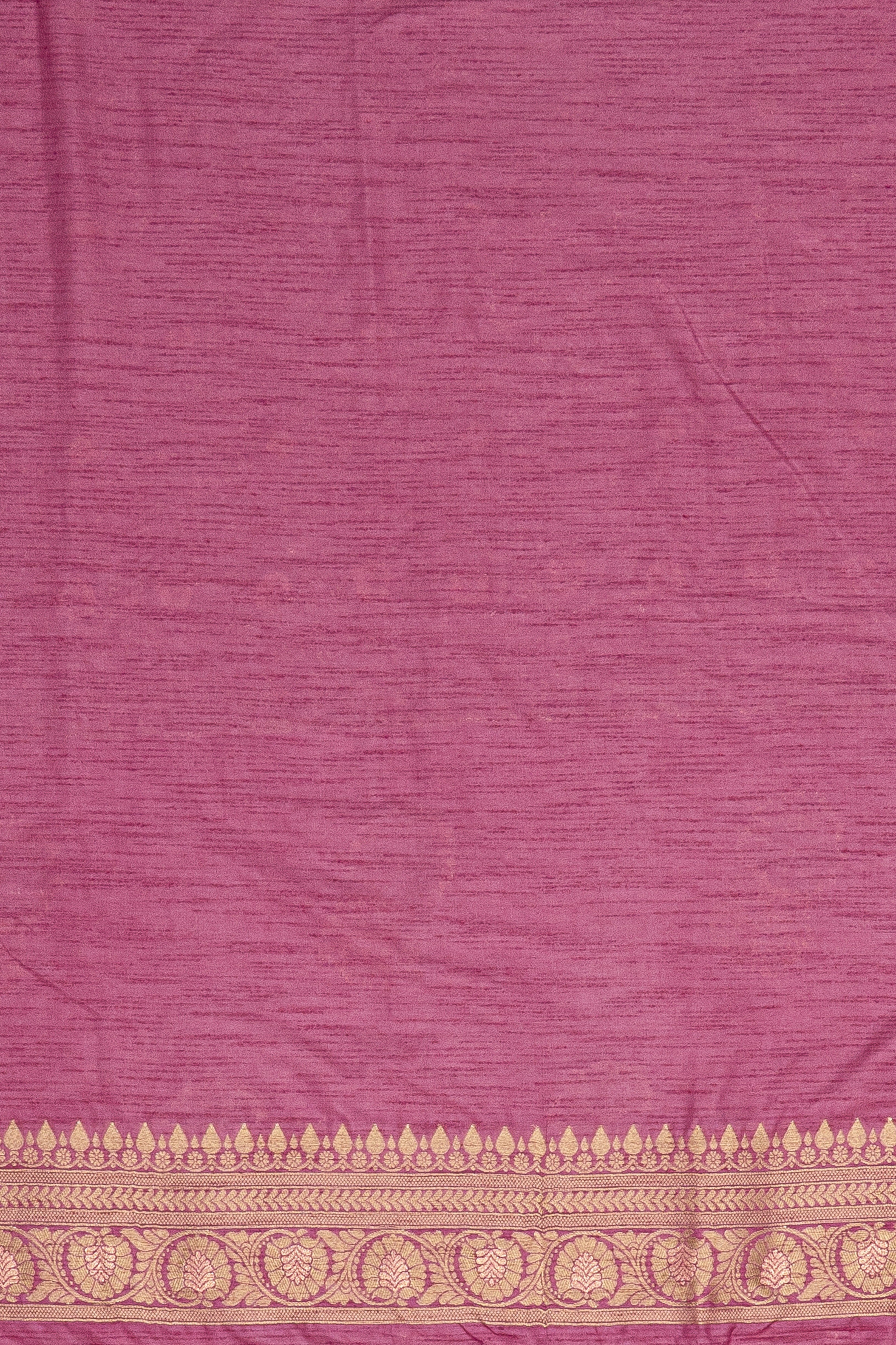 Dusty Rose Jute Silk Saree with Gold and Copper Zariwork