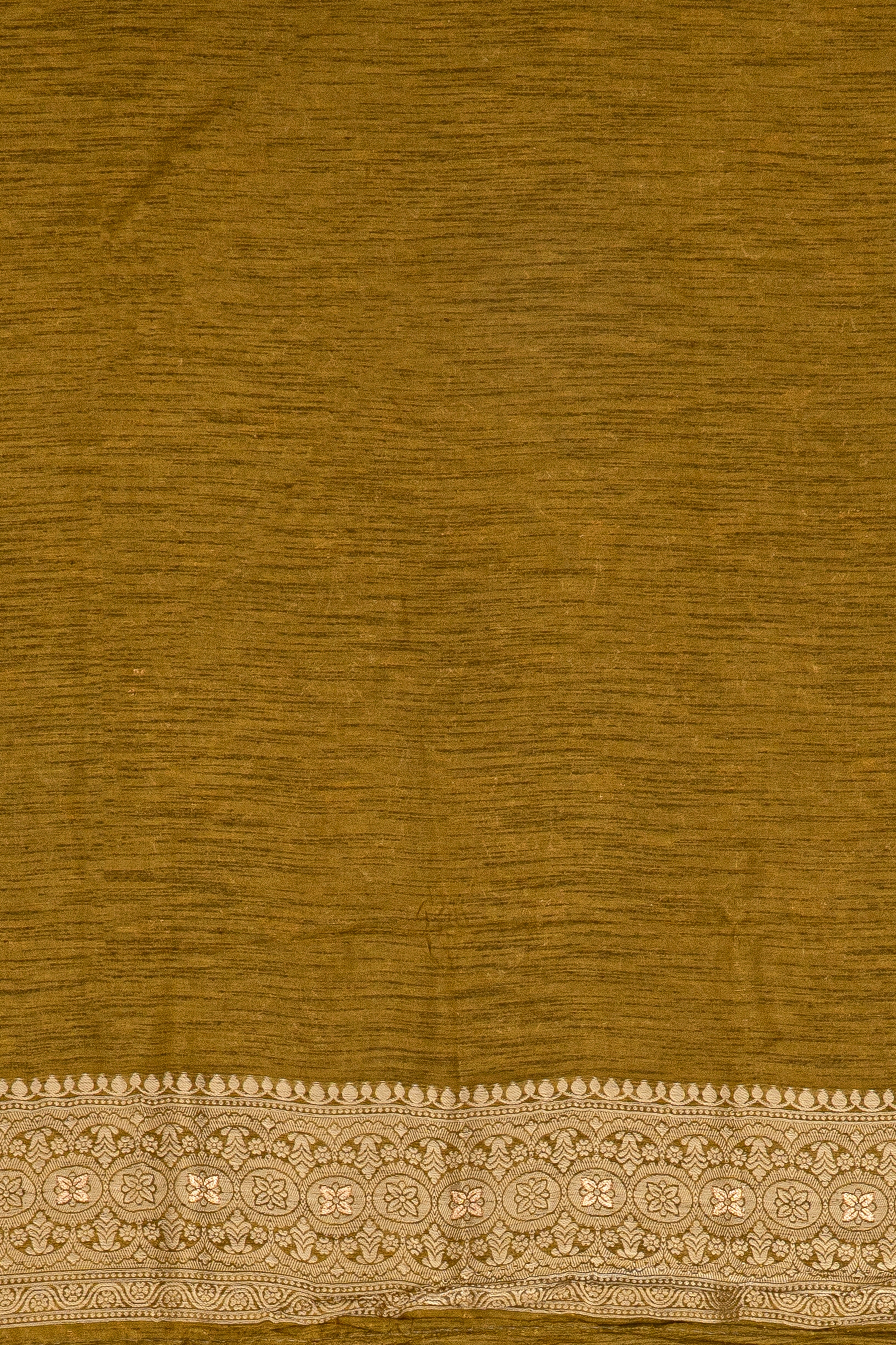 Olive Green Dola Silk Saree with Geometric stripes