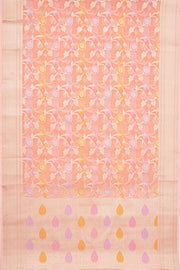 Carrot Orange Organza Saree with Veil Zariwork