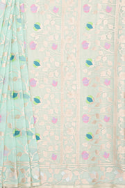 Sky Blue Organza Saree with Veil Zariwork