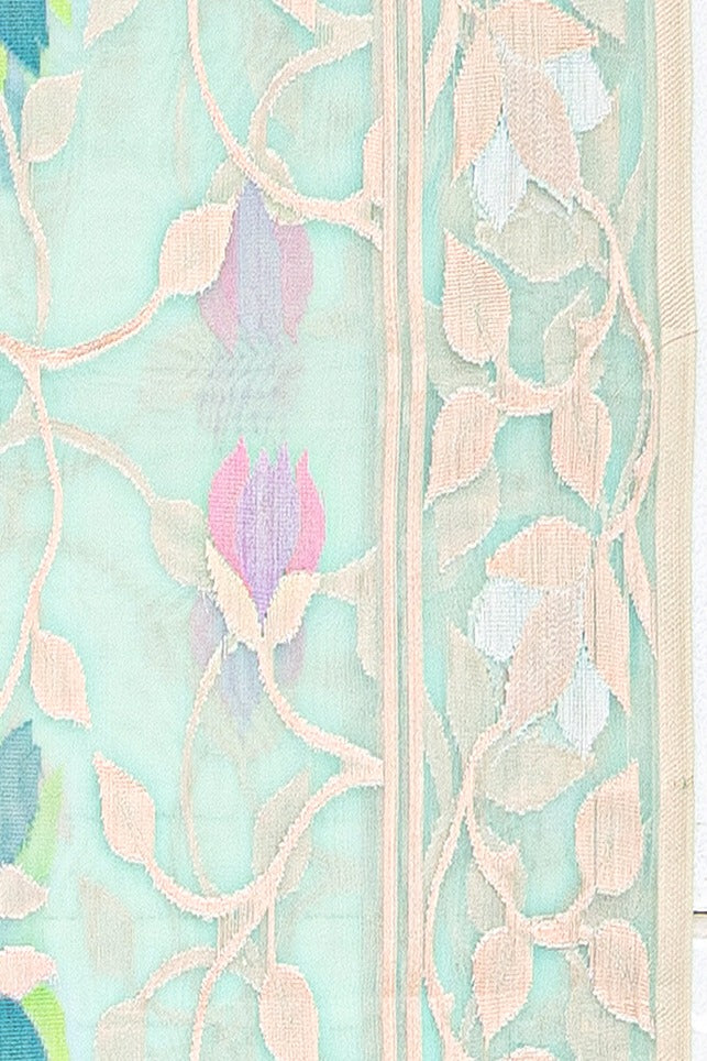 Sky Blue Organza Saree with Veil Zariwork