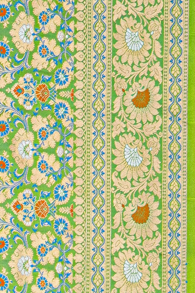 Green Katan Silk Jamawar Banarasi Saree