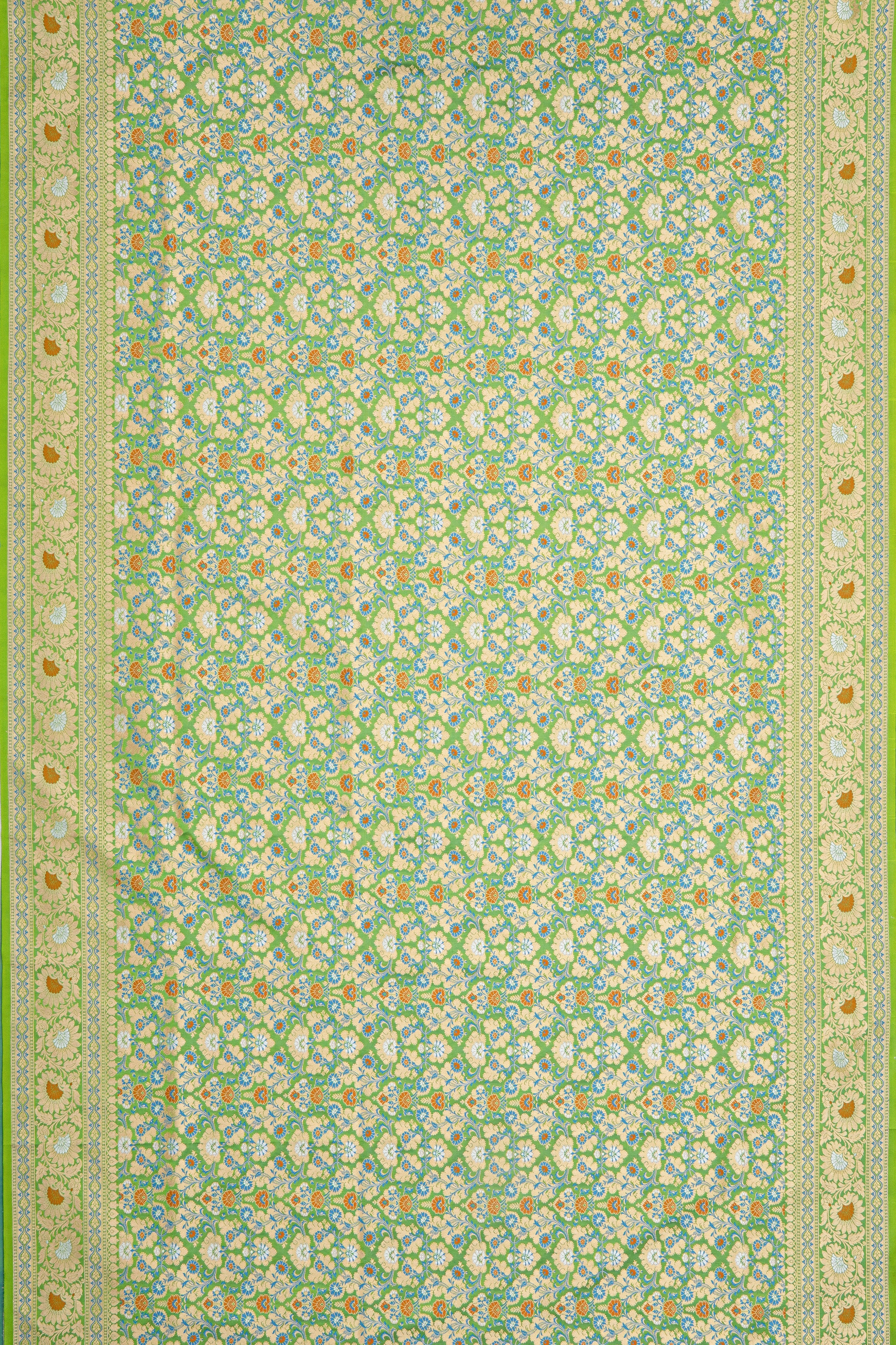 Green Katan Silk Jamawar Banarasi Saree