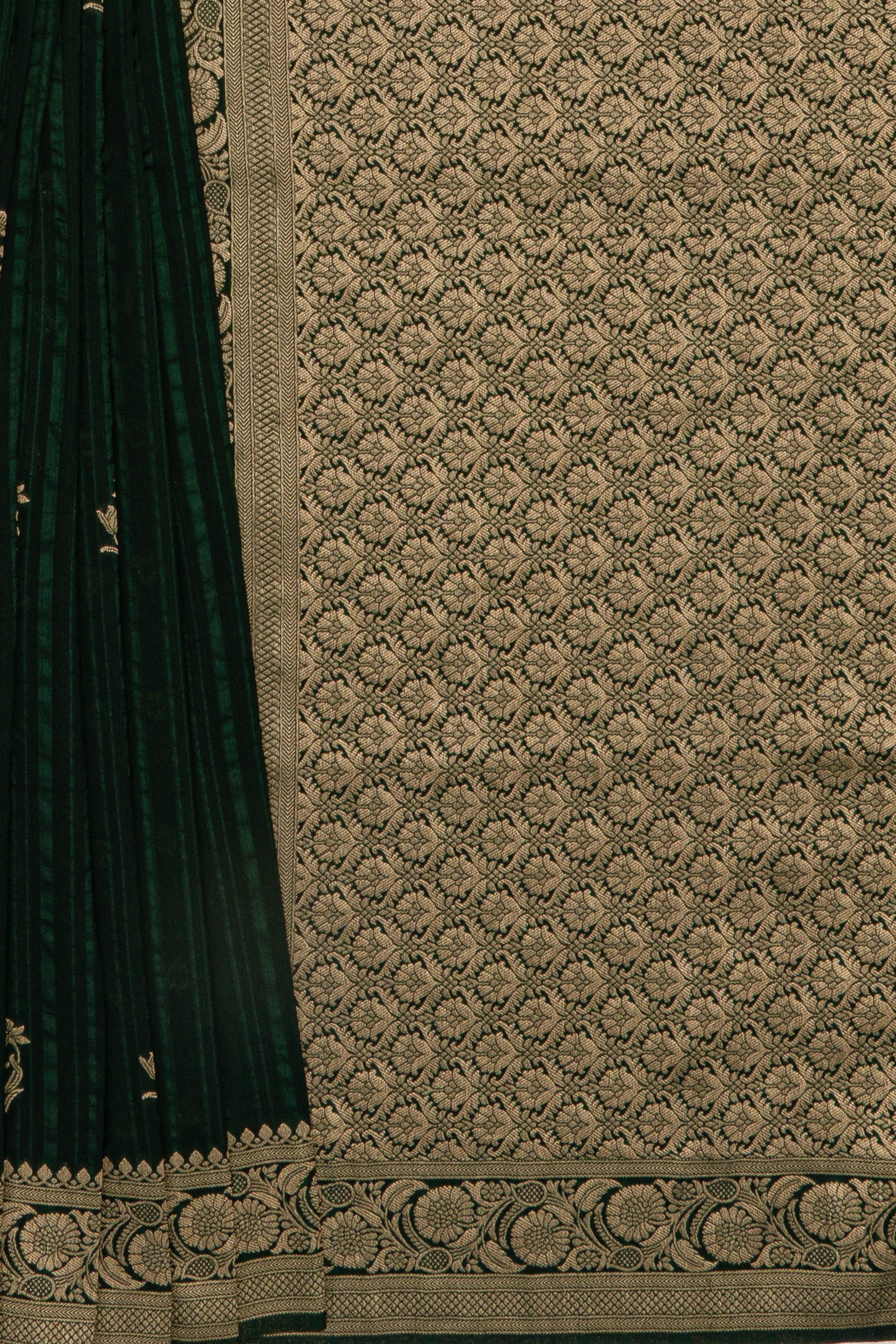 Bottle Green Crepe Saree