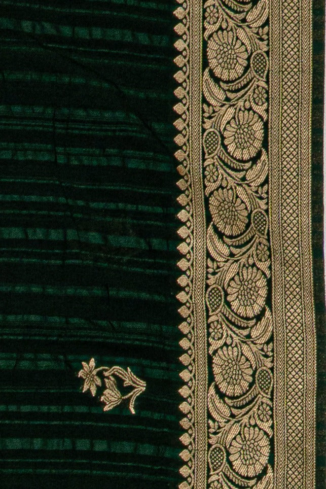Bottle Green Crepe Saree