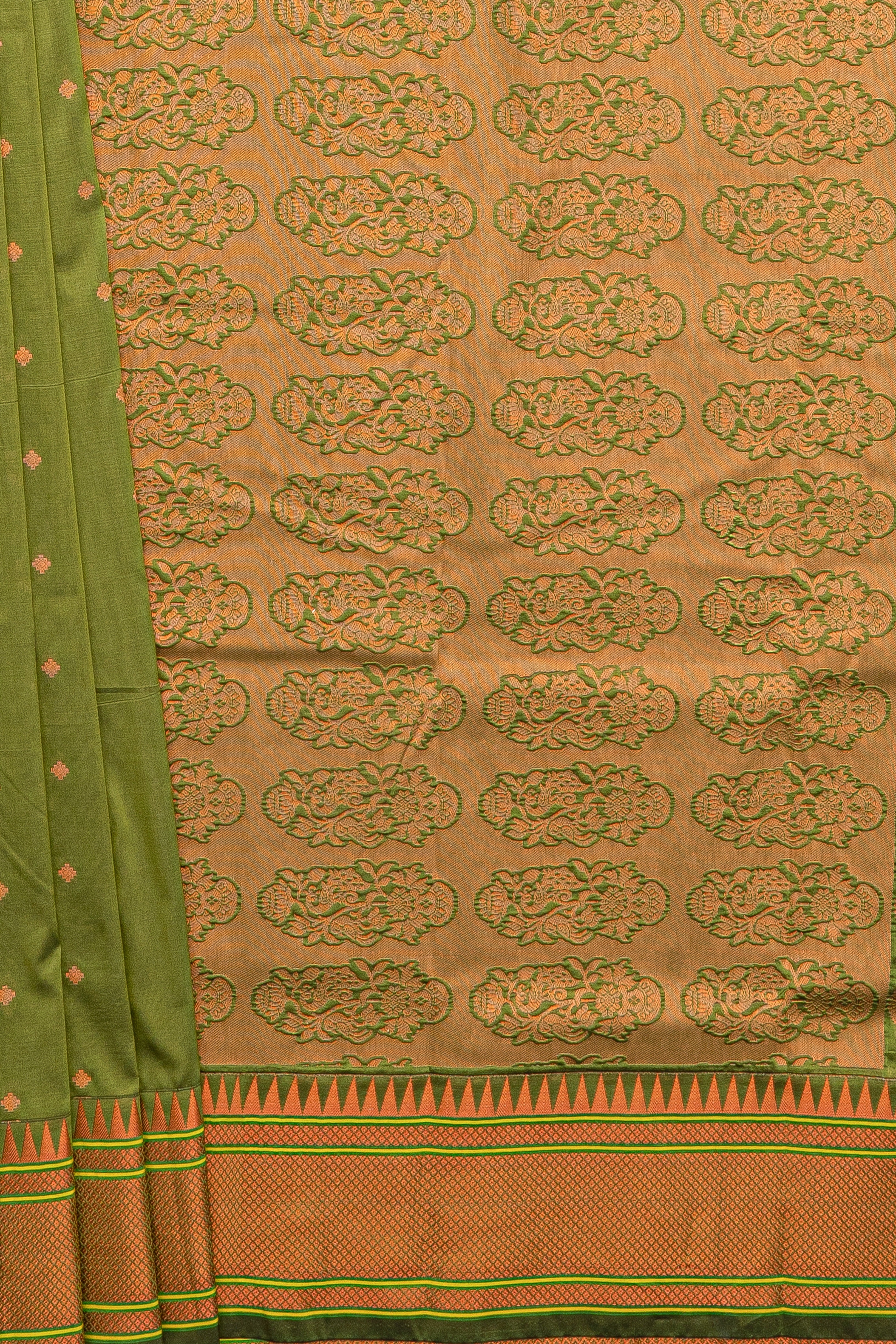 Henna Green Apurva Silk Paithani Saree with Chattai border