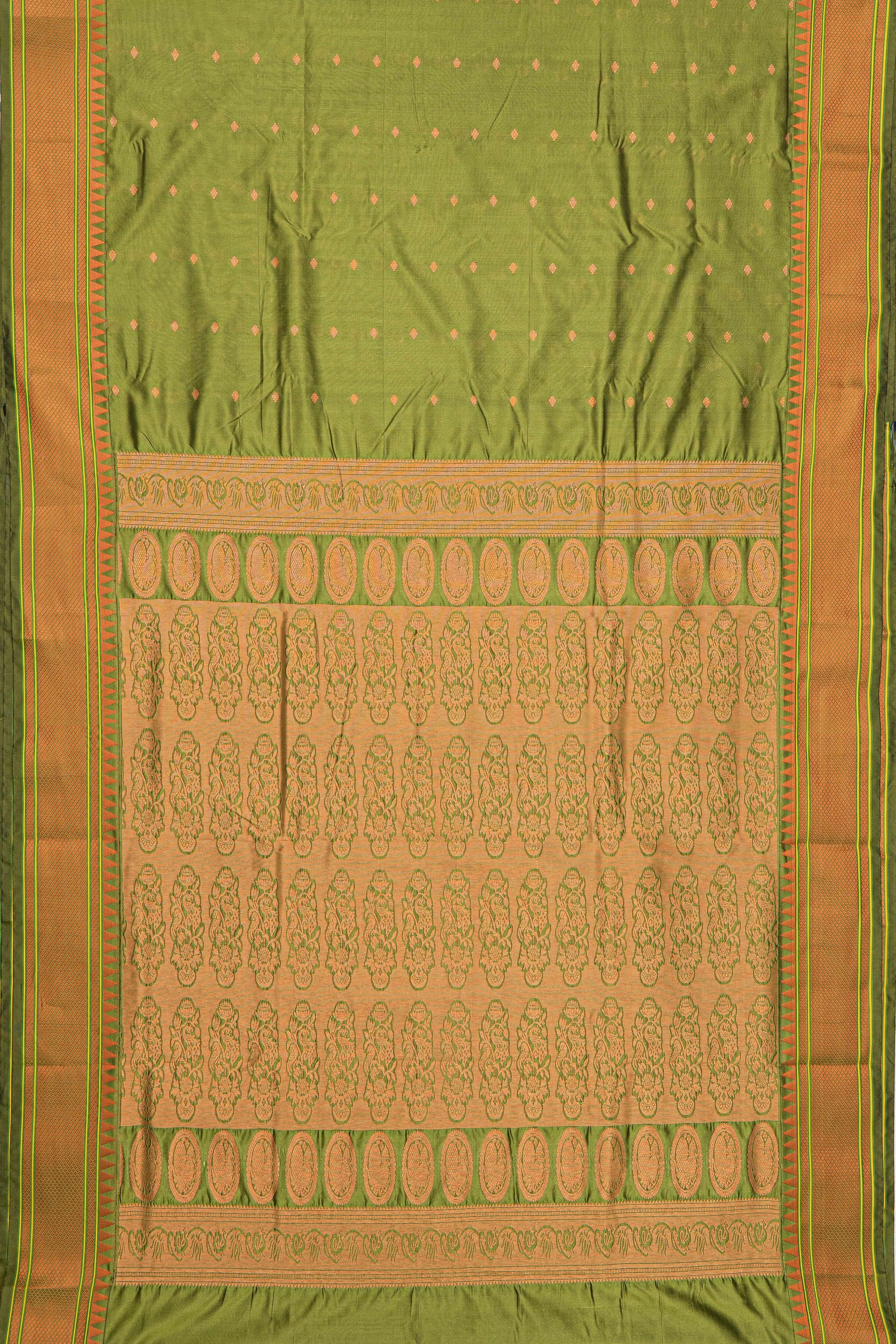 Henna Green Apurva Silk Paithani Saree with Chattai border
