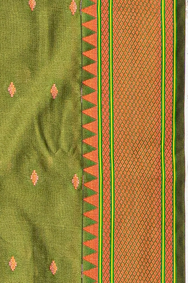 Henna Green Apurva Silk Paithani Saree with Chattai border