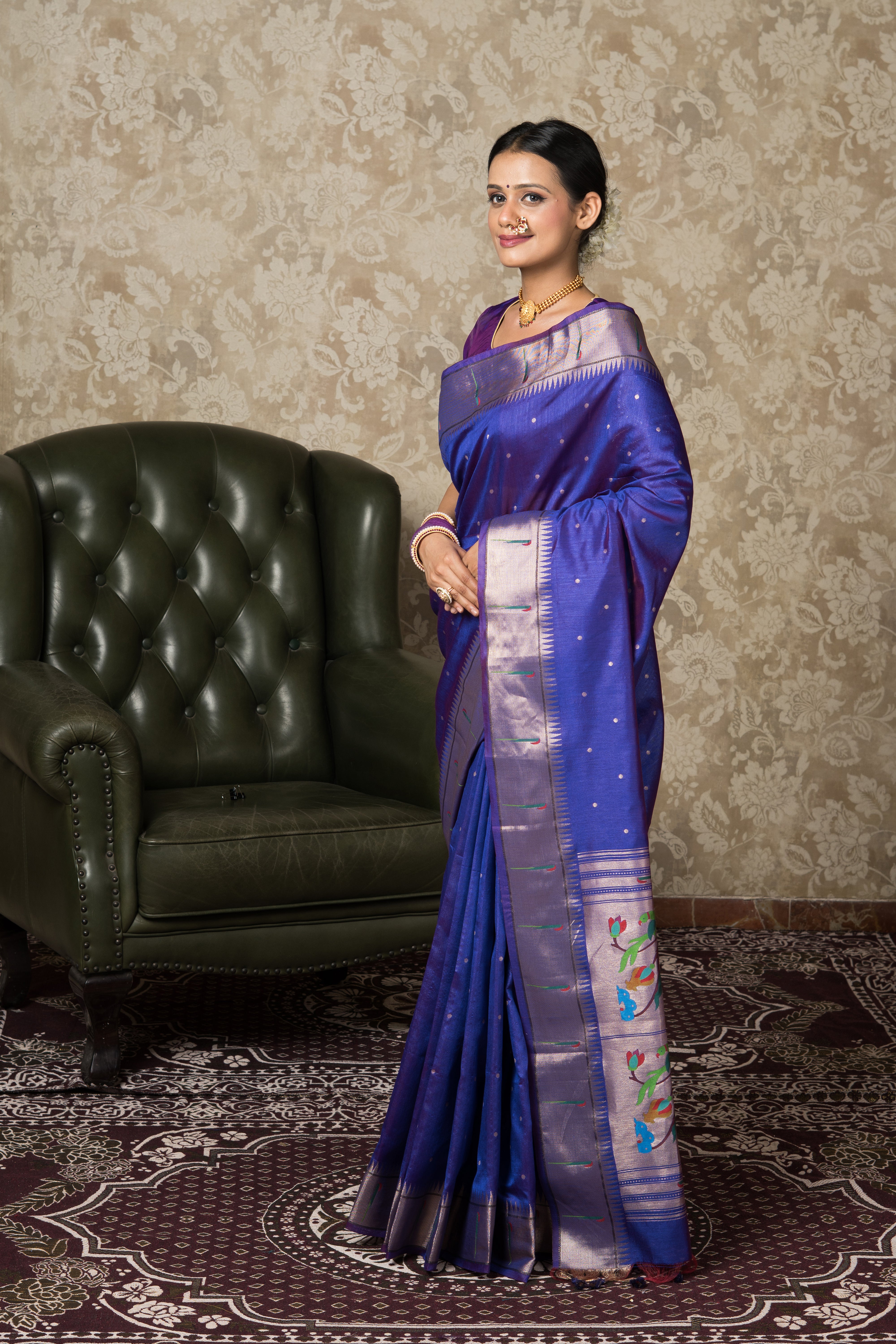 Royal Purple Tussar Silk Paithani Saree