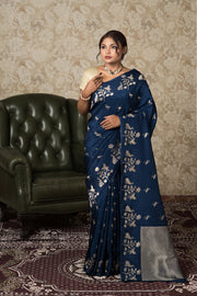 Midnight Blue Dola Silk Saree