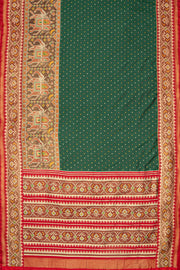 Bottle Green Katan Silk Patola Saree