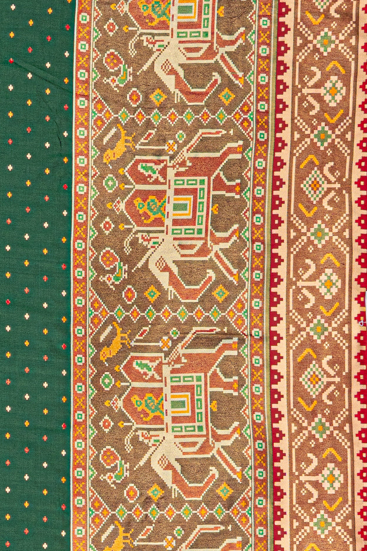 Bottle Green Katan Silk Patola Saree
