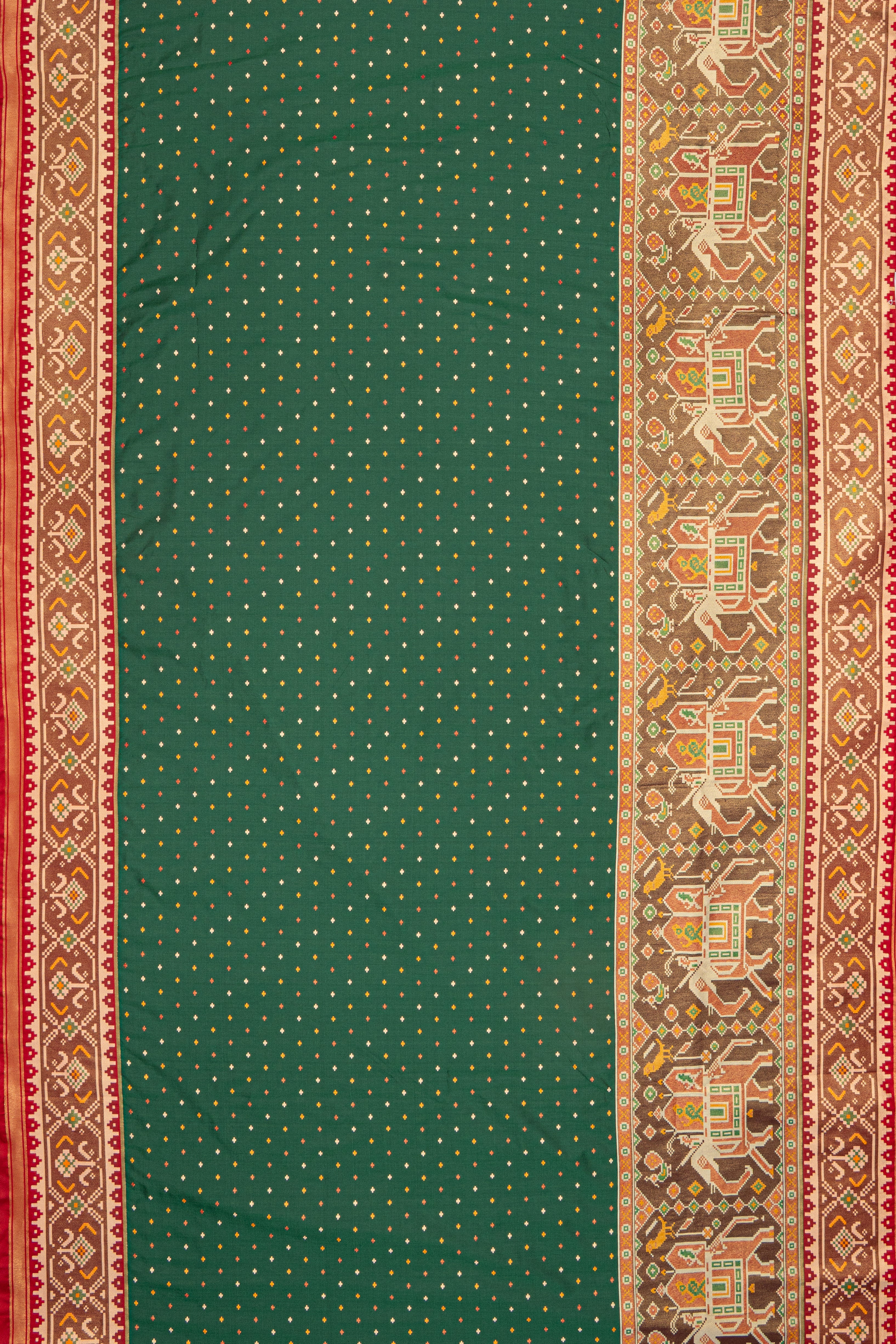 Bottle Green Katan Silk Patola Saree