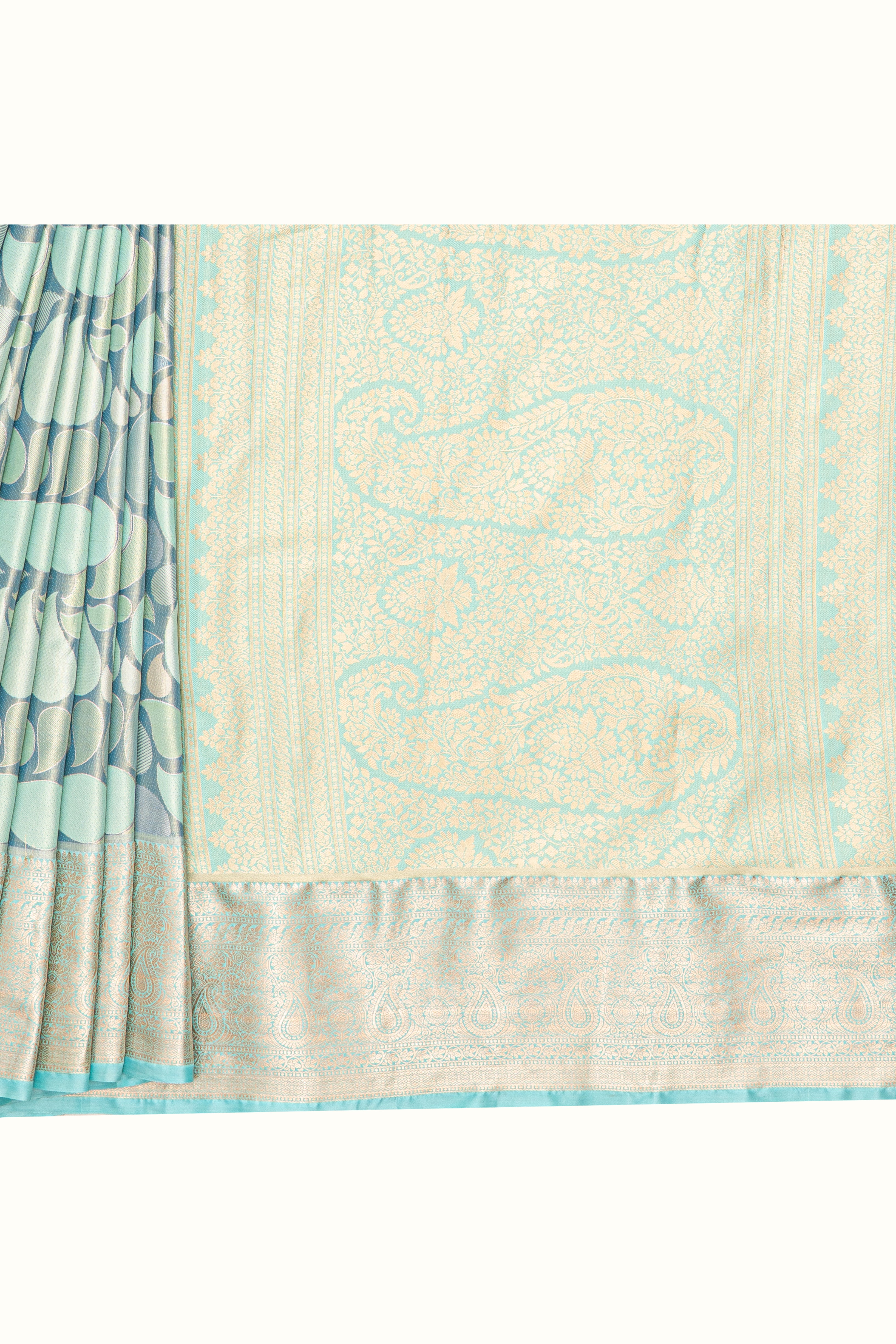 Blue Tissue Silk Brocade Saree with Geometric Pattern