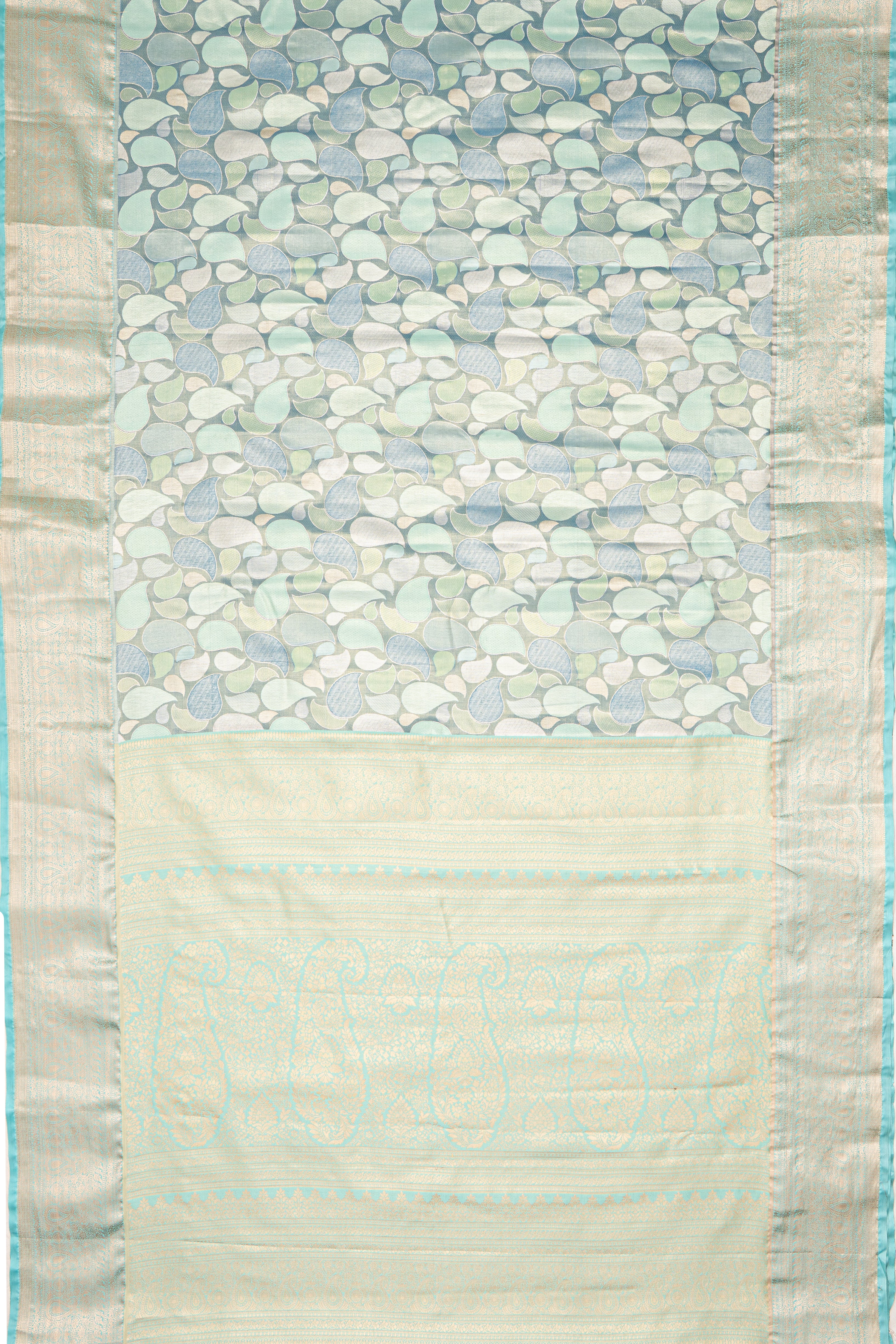 Blue Tissue Silk Brocade Saree with Geometric Pattern