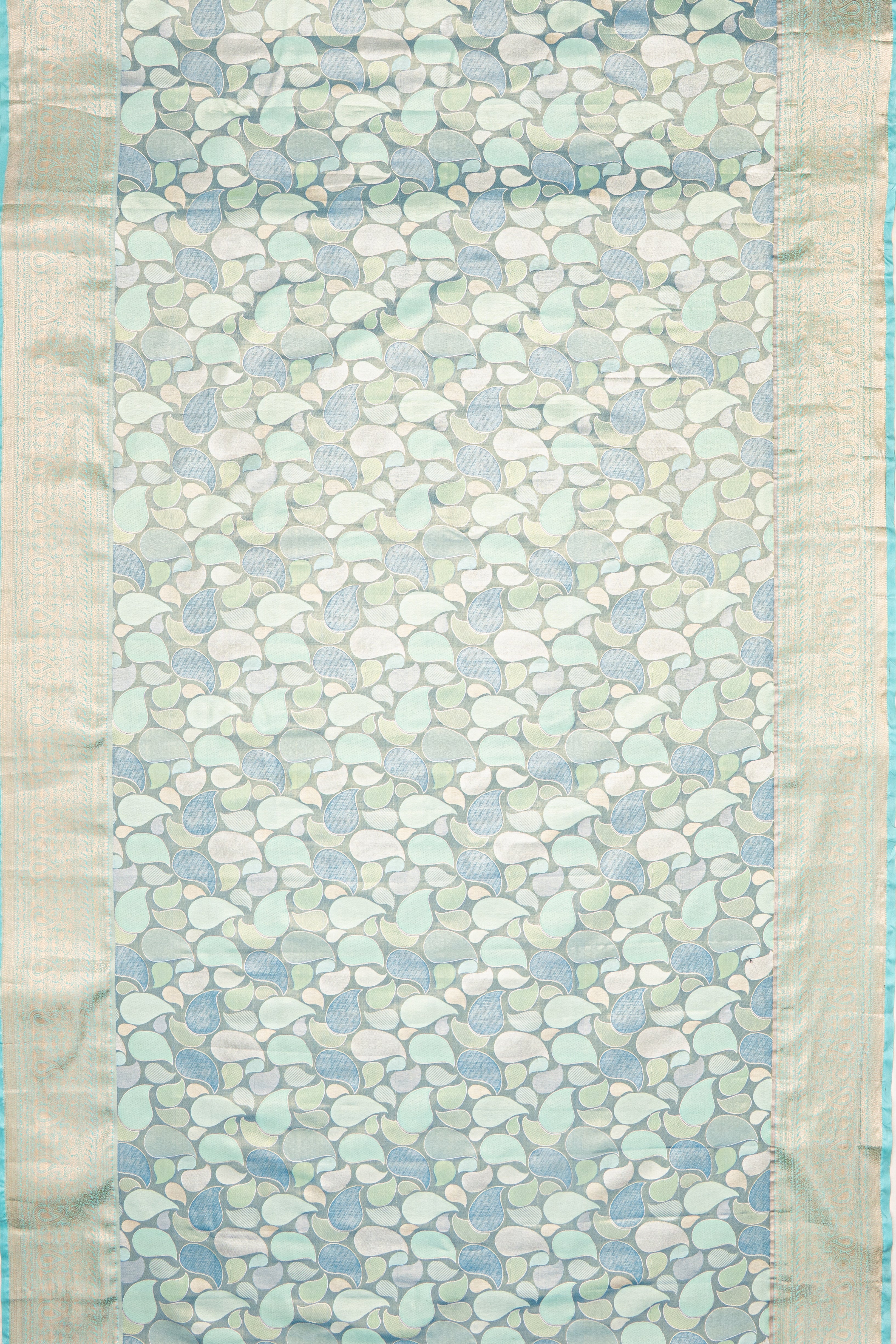 Blue Tissue Silk Brocade Saree with Geometric Pattern