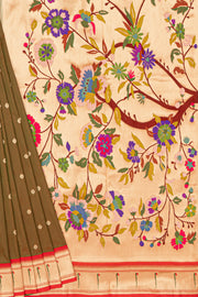 Mehndi Katan Silk Pathani with Munya border