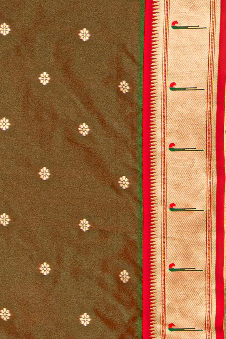 Mehndi Katan Silk Pathani with Munya border