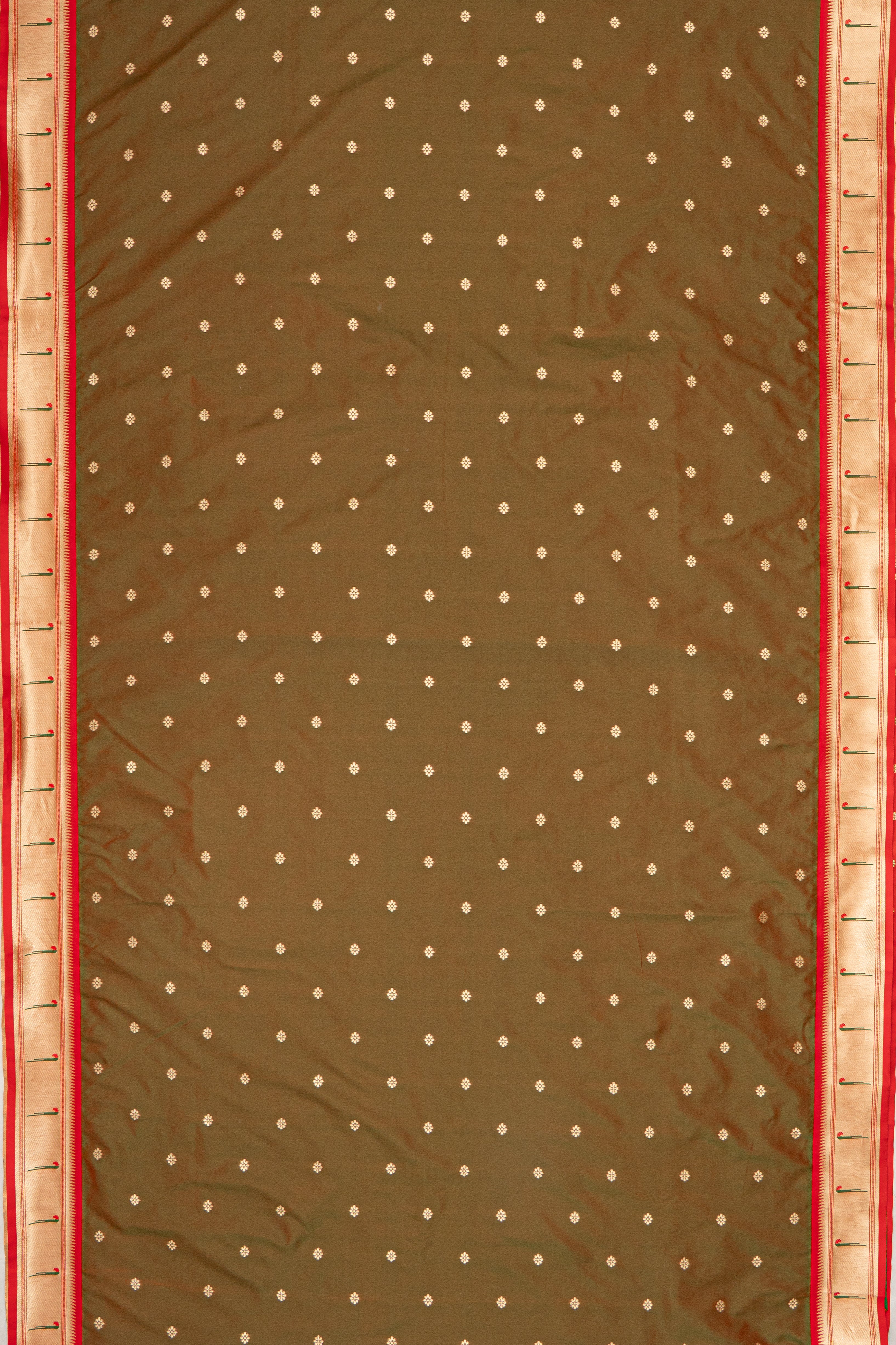Mehndi Katan Silk Pathani with Munya border