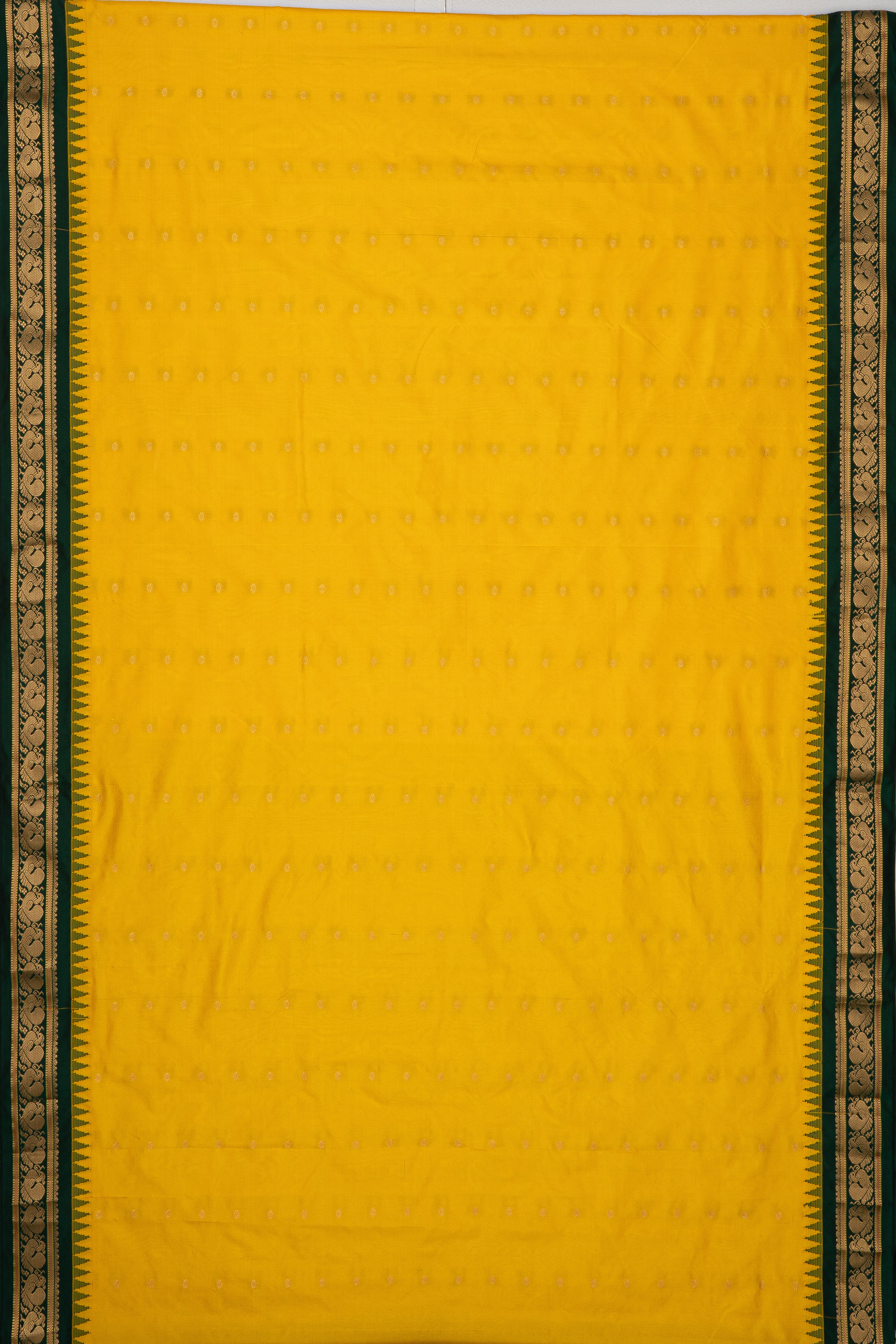 Yellow Pure Silk Gadwal Saree