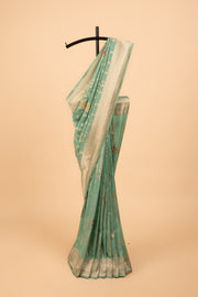 Pastel Green Georgette Saree with Gold Zariwork