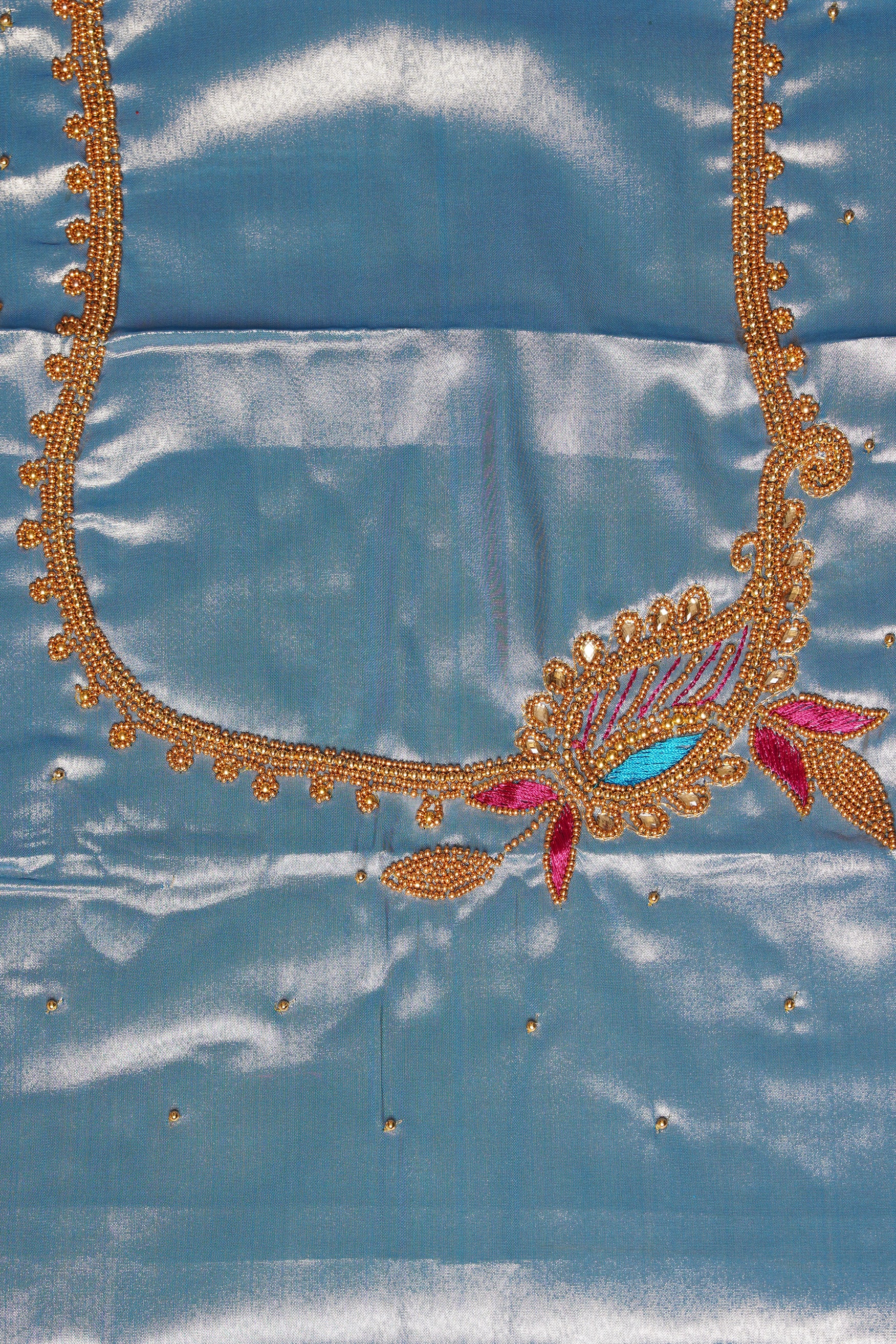 Blue Tissue Silk Kanjivaram Saree